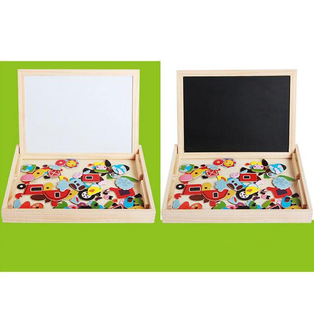 Enakshi Kids Wooden Magnetic Drawing Board with Jigsaw Puzzles - Montessori Educational Toys for Toddlers & Preschoolers | Perfect for Home Learning, Travel & Creative Play