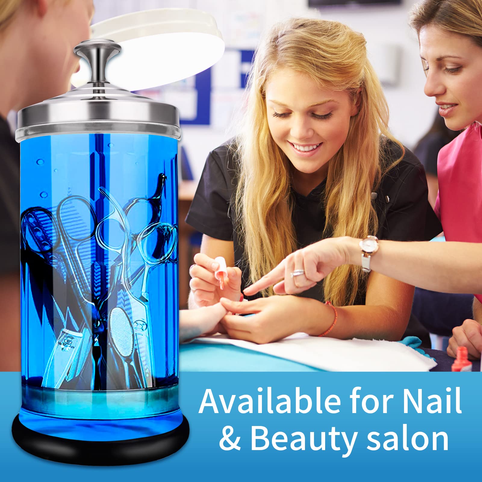 Professional 33oz/1000ml Glass Disinfectant Jar for Barber & Nail Tools - Durable Sterilizer Container for Salon, Barber Shop & Home Use - Perfect for Sanitizing Hair Clippers, Scissors & Manicure Tools