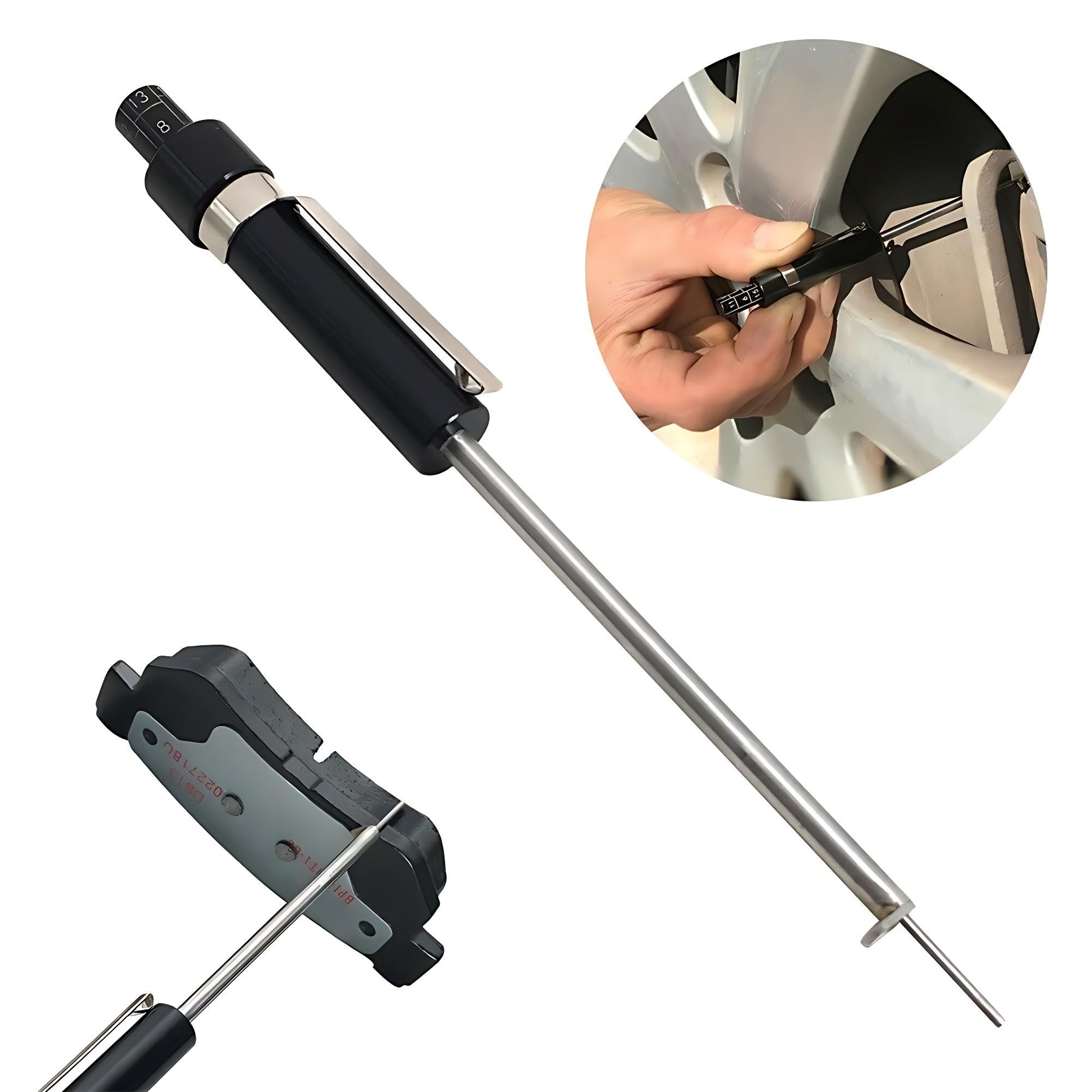 Acouto Brake Pad Measuring Tool - Digital Car Brake Pad Thickness Gauge | Professional Automotive Brake Lining Tester for Vehicles & Trucks | Perfect for Mechanics, DIY Car Maintenance & Auto Repair Shops