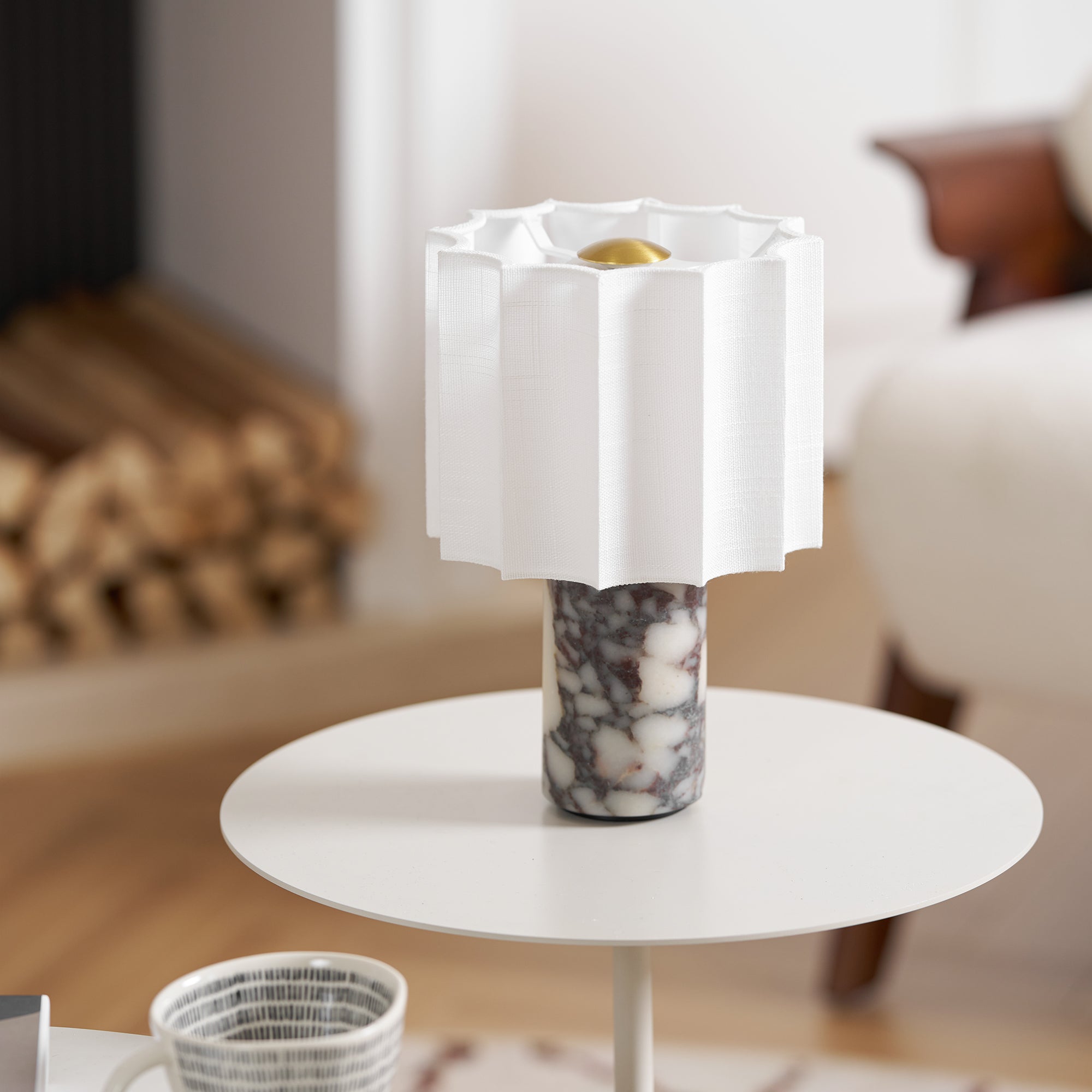 Orbis Veil Table Lamp - Modern LED Nightstand Light for Bedroom, Living Room & Office - Dimmable Touch Control with Warm White Light