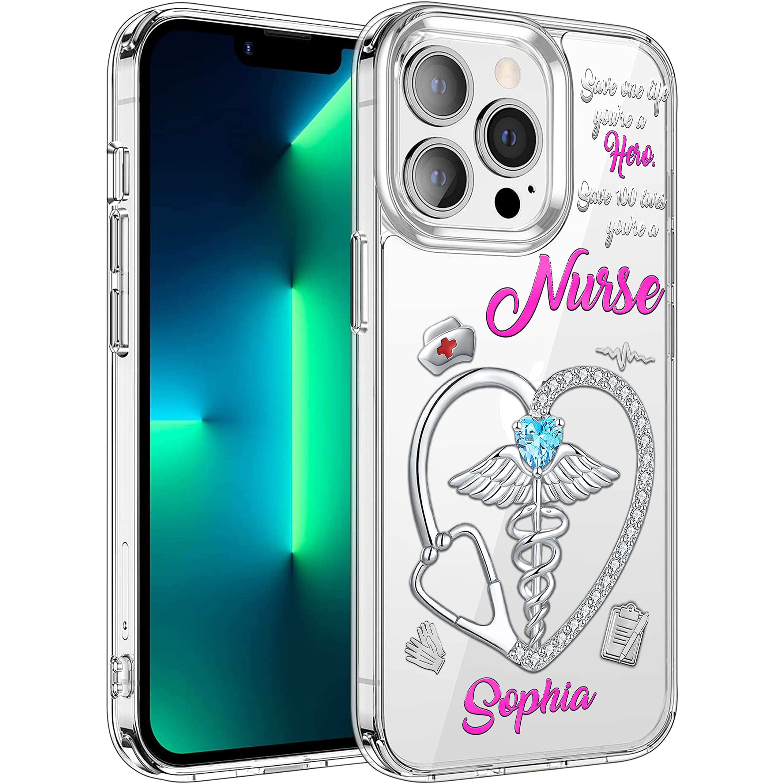 Personalized Nurse Phone Case - Custom Name Gift for Women & Girls | Compatible with iPhone 12 Pro Max & 13 Pro Max | Perfect for Healthcare Workers, Nursing Students & Medical Professionals