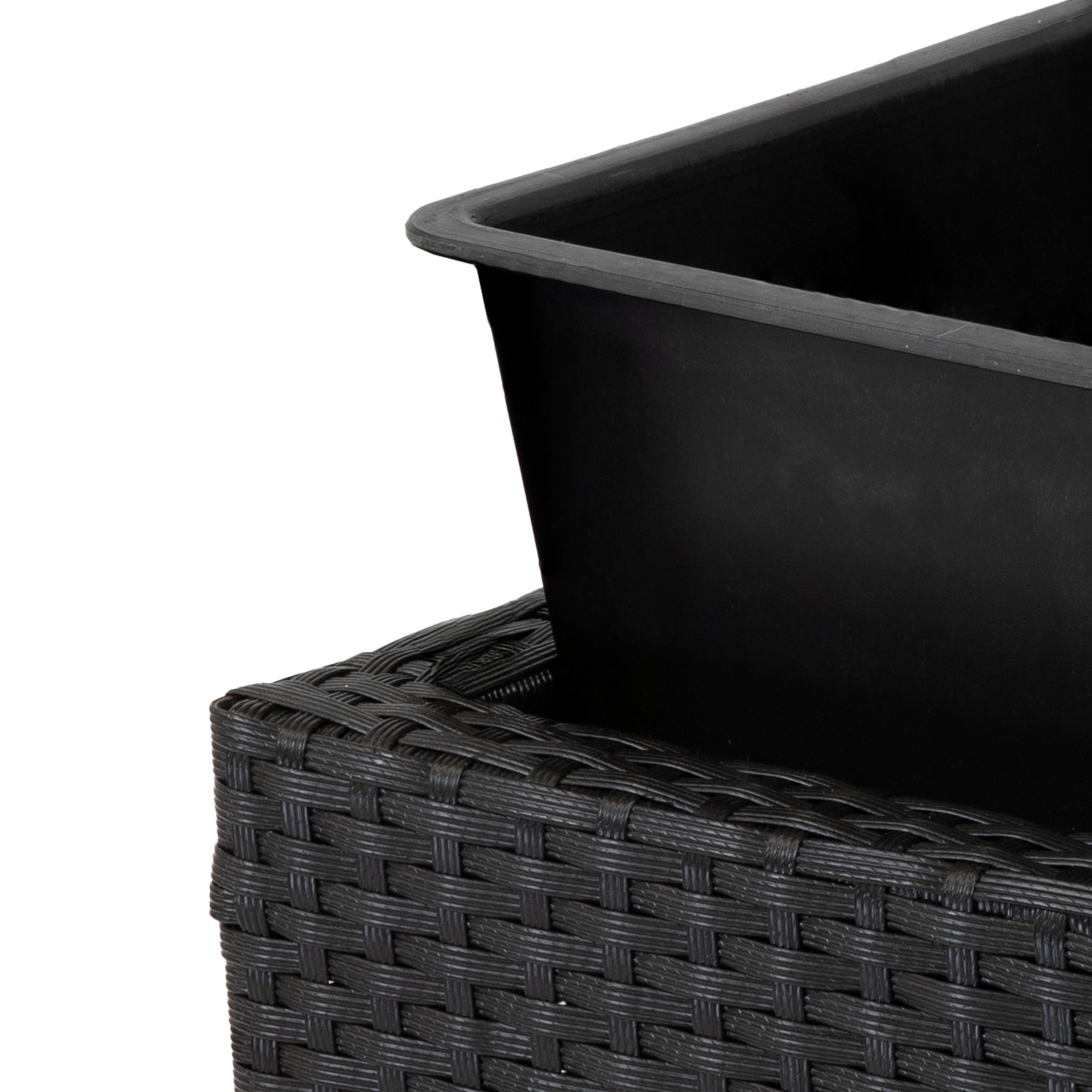 Sunnydaze 3-Section Black Wicker Raised Garden Planter Box - Perfect for Patio, Balcony & Outdoor Decor