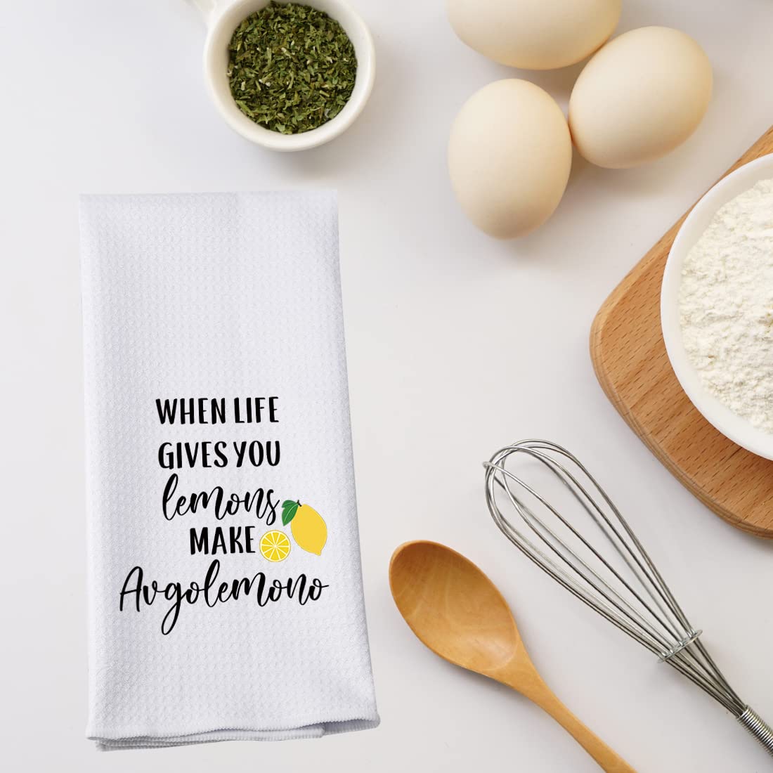 PWHAOO Lemonade Kitchen Towel - Funny When Life Gives You Lemons Cotton Dish Towel - Perfect Gift for Fruit Lovers & Lemon Enthusiasts - Ideal for Kitchen Decor, Hostess Gifts & Summer Entertaining
