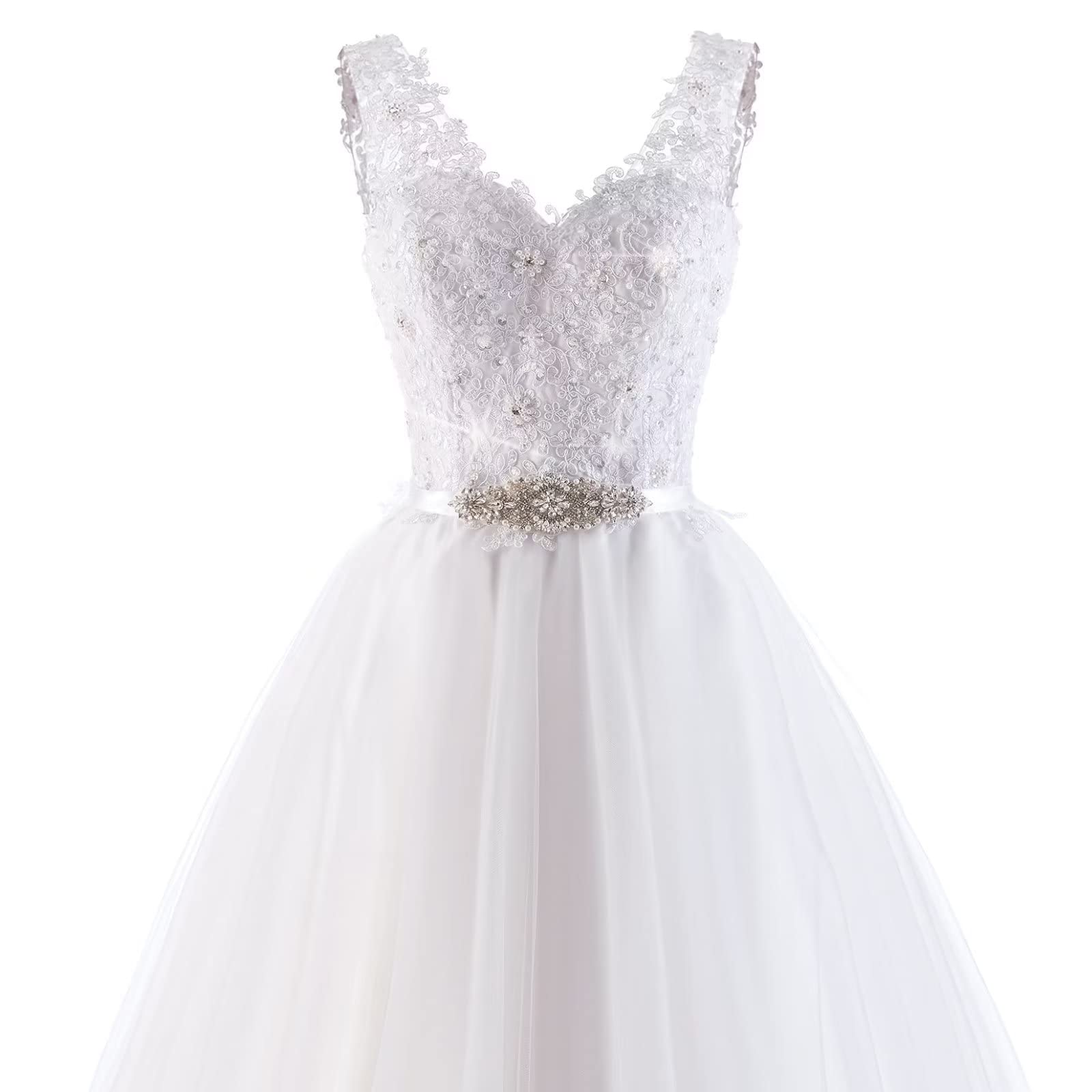 Elegant Sweetheart Neckline Beaded Wedding Dress with Appliques - Ball Gown Bridal Gown with Two Straps & Long Train for Bride - Perfect for Church Ceremonies, Beach Weddings & Formal Receptions