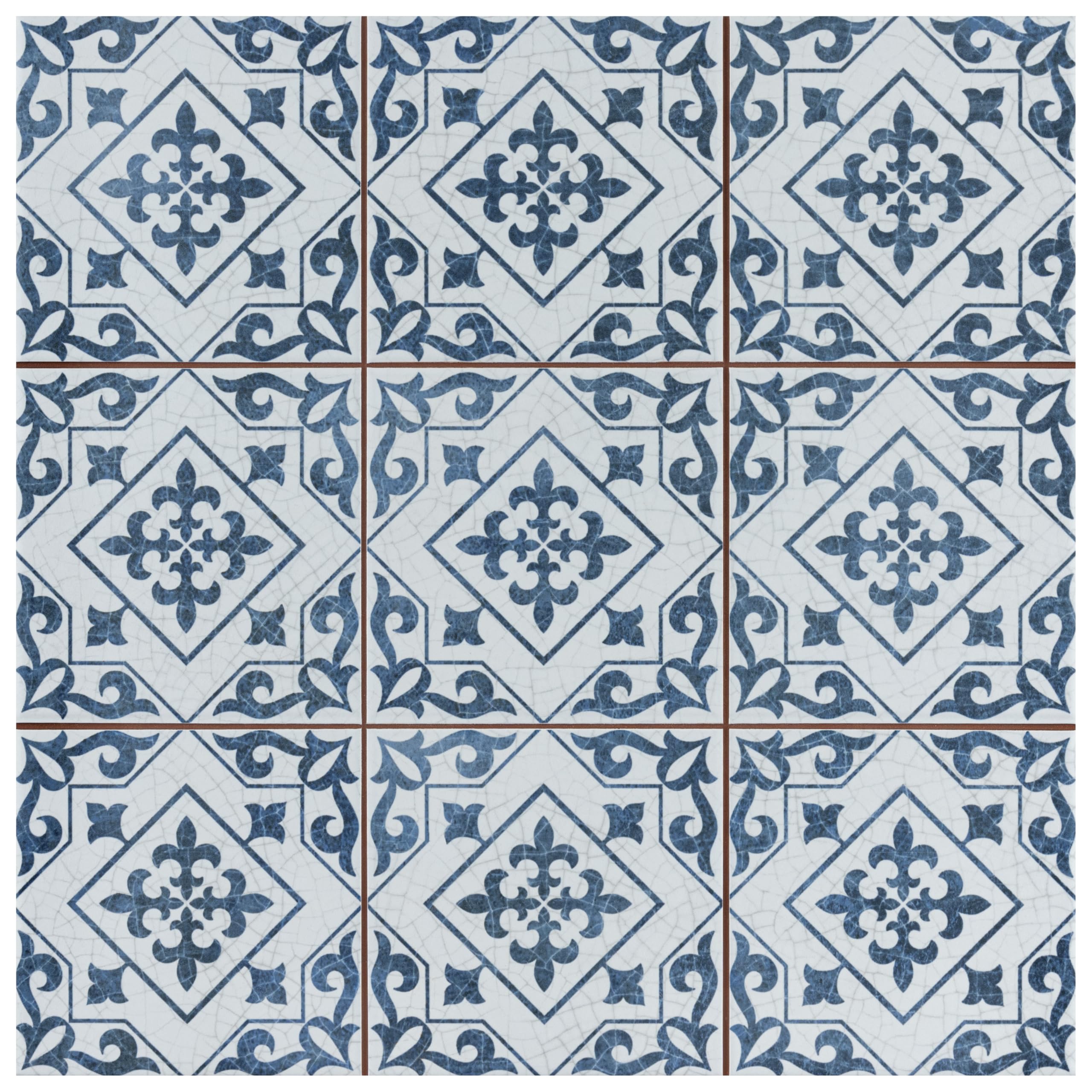 Merola Tile Harmonia Atlantic Cobalt Blue 13x13 Inch Ceramic Floor and Wall Tile - Perfect for Bathroom, Kitchen Backsplash, and Shower Walls