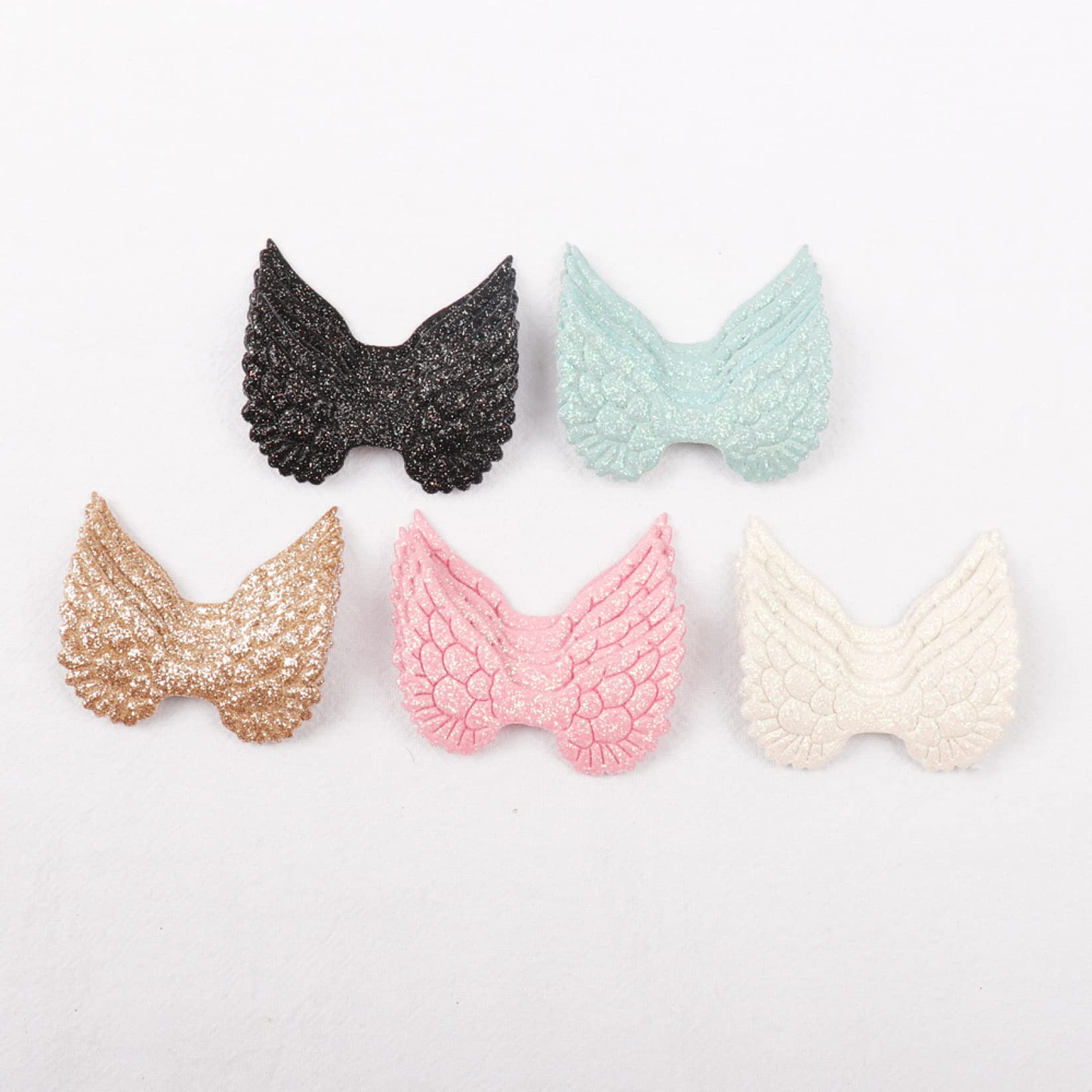 20 Pcs Glitter Wings Appliques - Colorful Bow Patches DIY Craft Accessories for Hair Clips, Clothes & Hats Decoration | Perfect for Costume Parties, Cosplay & Fashion DIY Projects