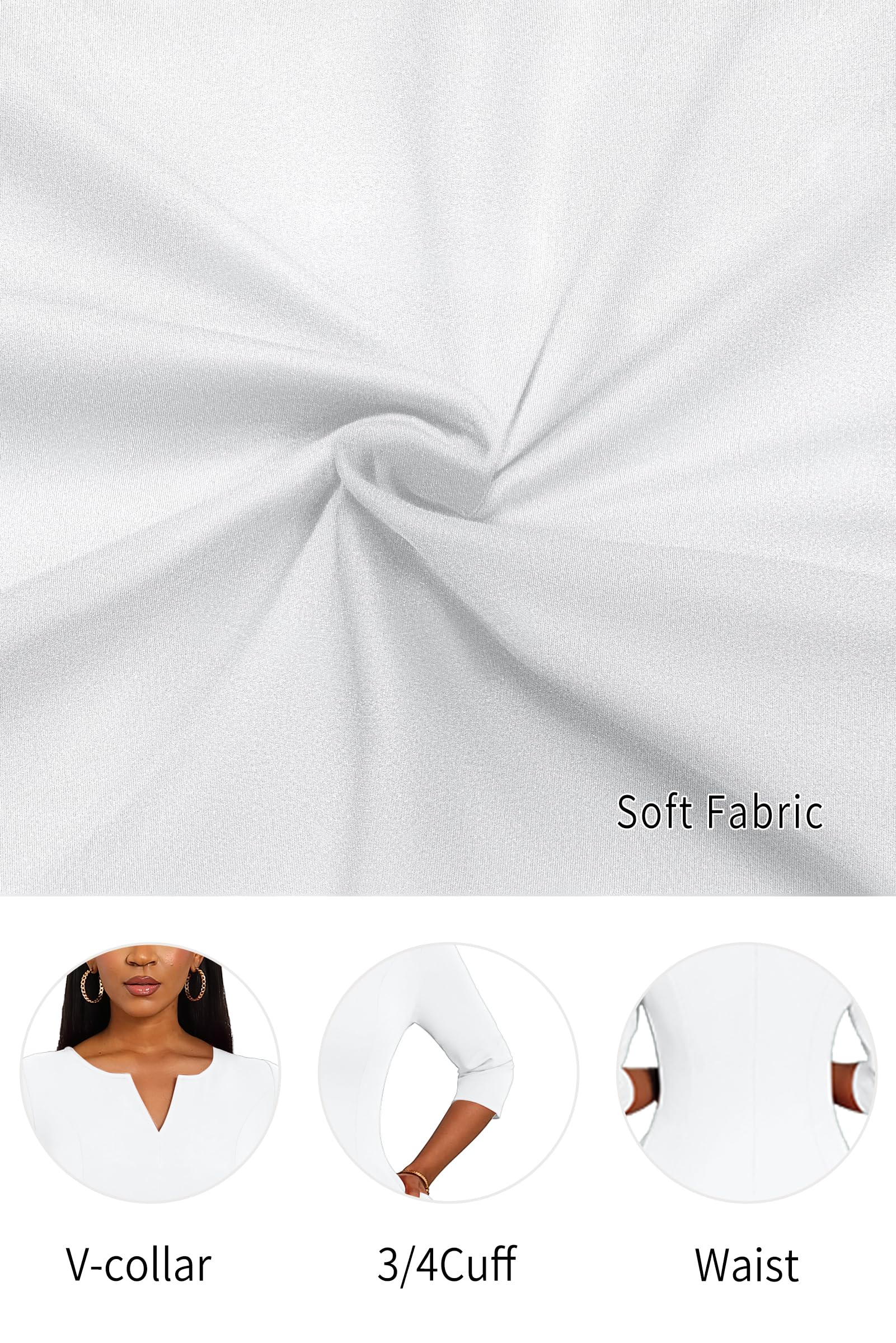 Stylish Nmoder Midi Dresses for Women - A-Line Fit & Flare Cocktail Dress with 3/4 Sleeves & V-Neck | Perfect for Wedding Guest, Office Work & Special Occasions | Features Convenient Pockets