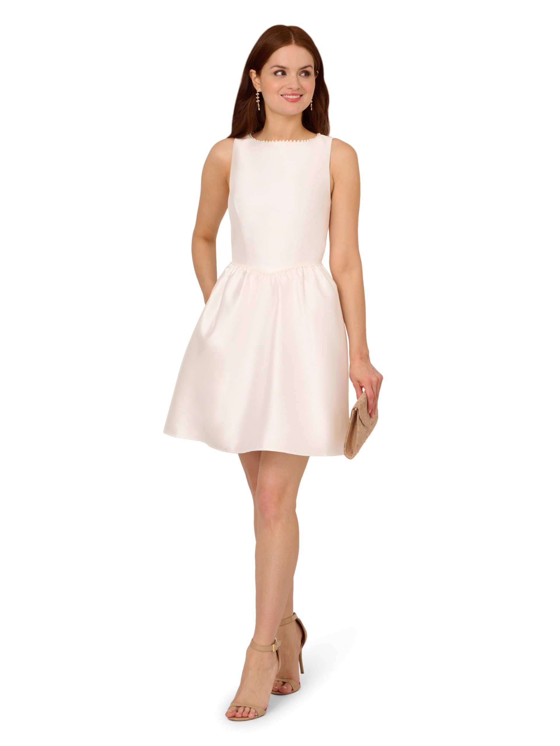 Adrianna Papell Women's Elegant Pearl Mikado Cocktail Dress for Weddings, Parties & Special Occasions