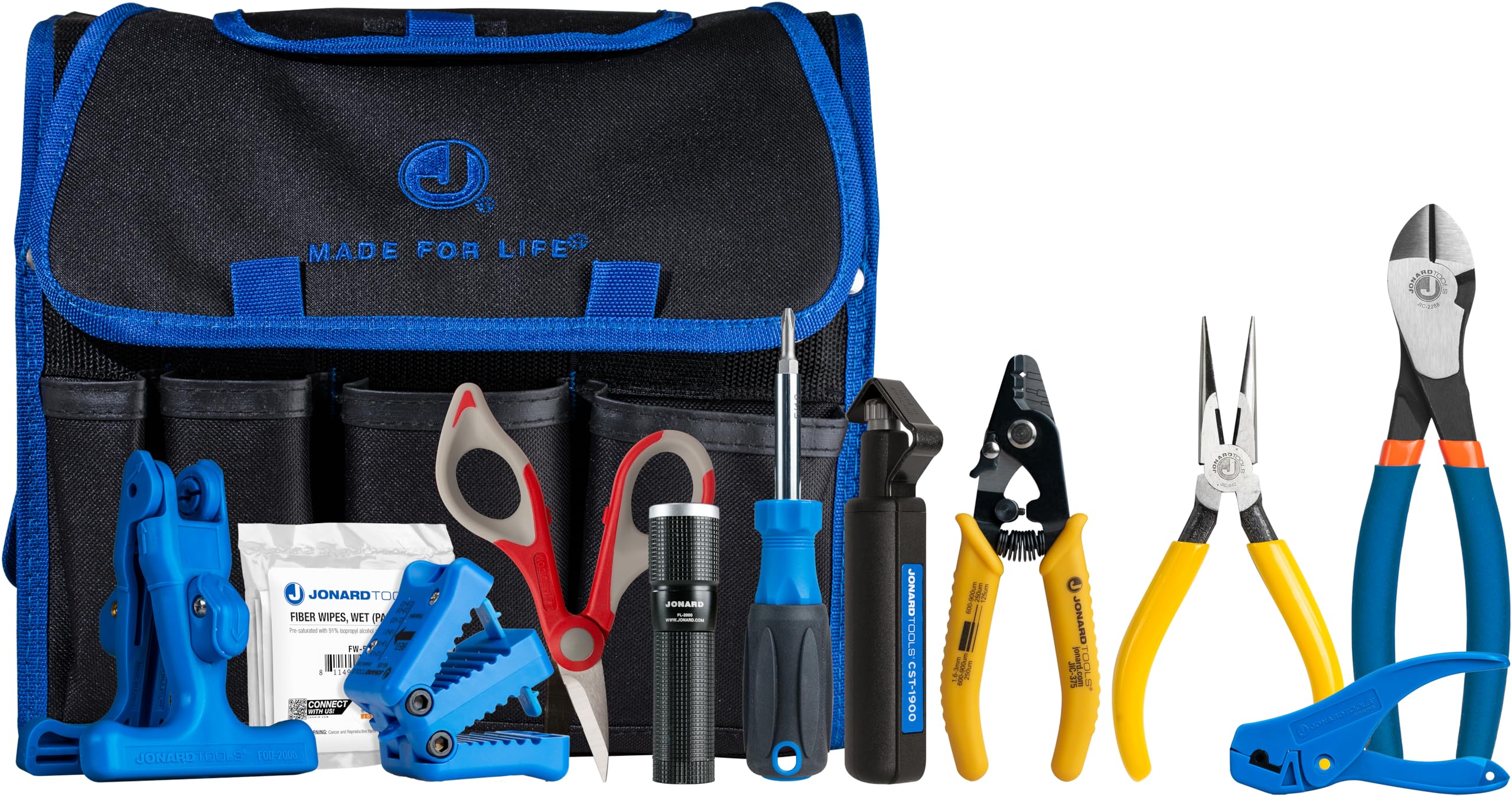 Jonard TK-121 Fiber Optic Tool Kit - 12pc Premium Cable Termination Set for Network Installations