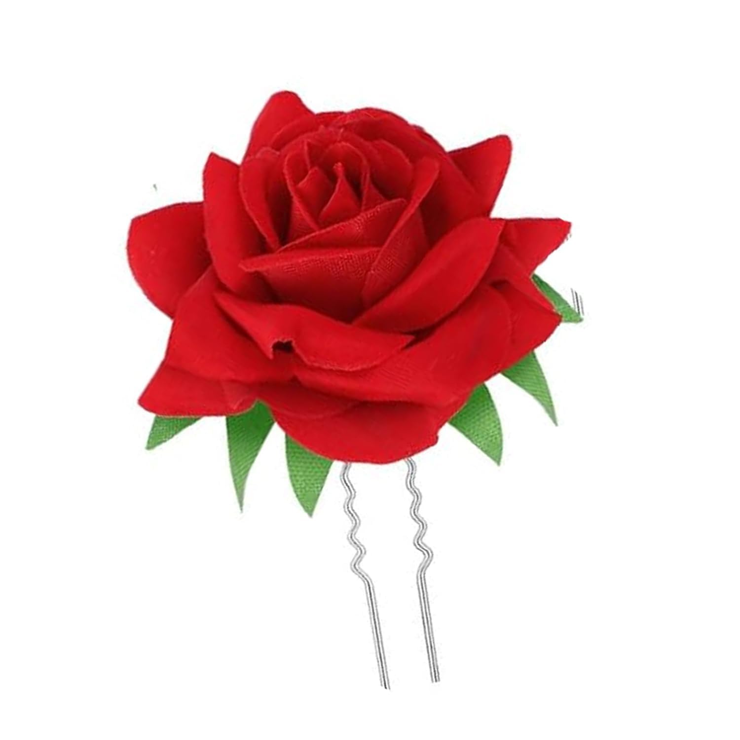 PRAVRAJYA Women's Rose Flower Hair Barrettes - Elegant Hair Clips for Wedding, Party & Special Occasions - Red Hair Accessories Set of 1 - Perfect for Bridal Hairstyles, Prom & Formal Events