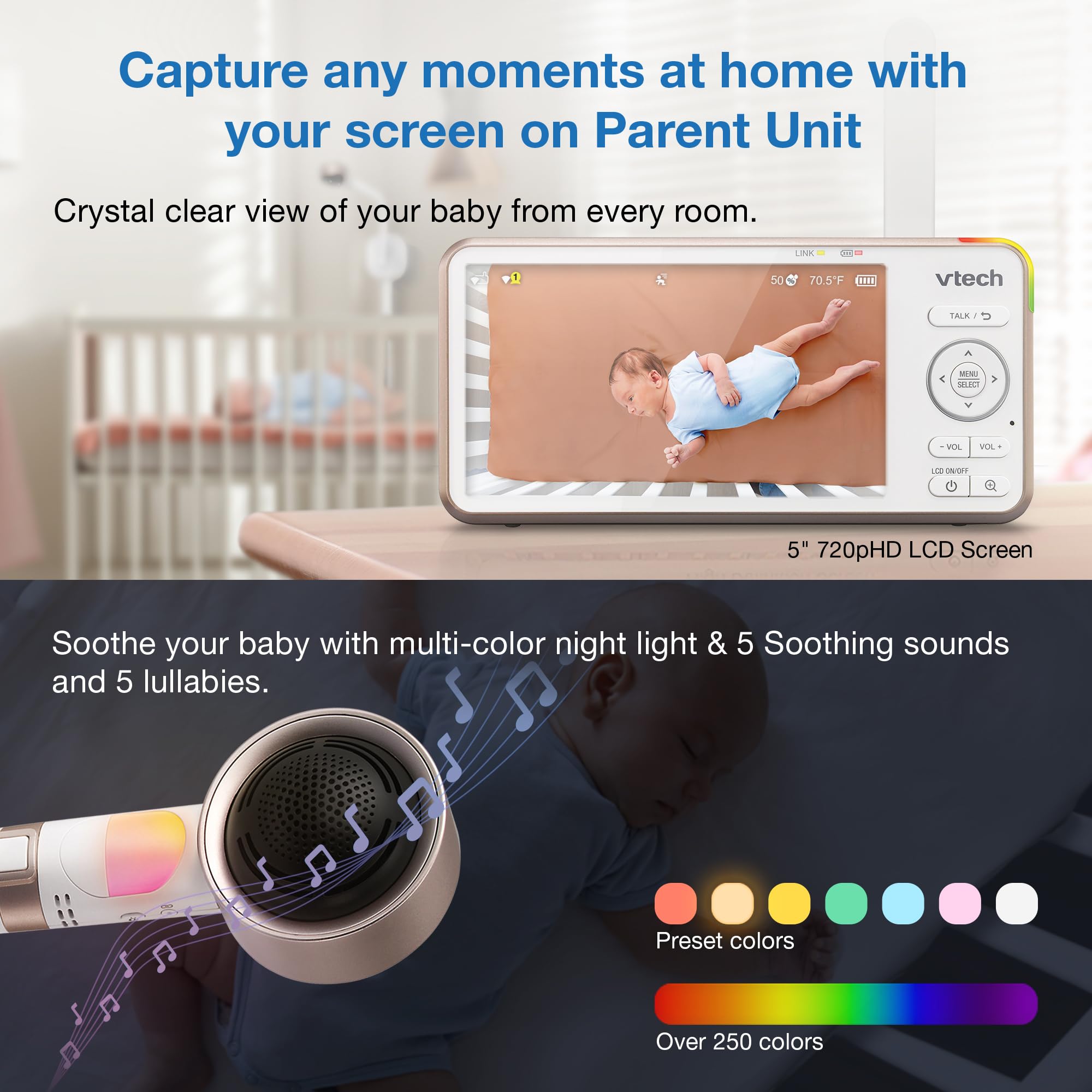 VTech V-Care VC2105 1080p FHD Smart Baby Monitor with 5