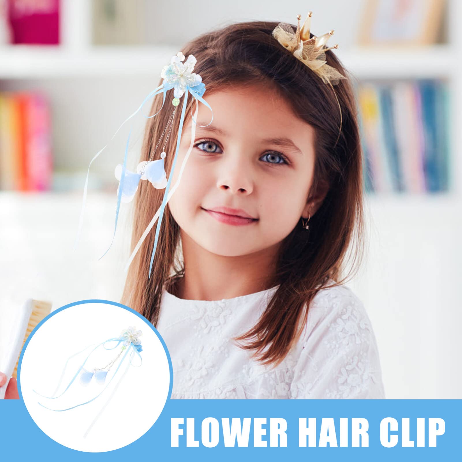 FOMIYES Blue Tassel Hair Clips for Kids & Women - 1 Pair Hair Accessories for Girls, Costume Hairpins, Hair Decoration for Parties & Weddings