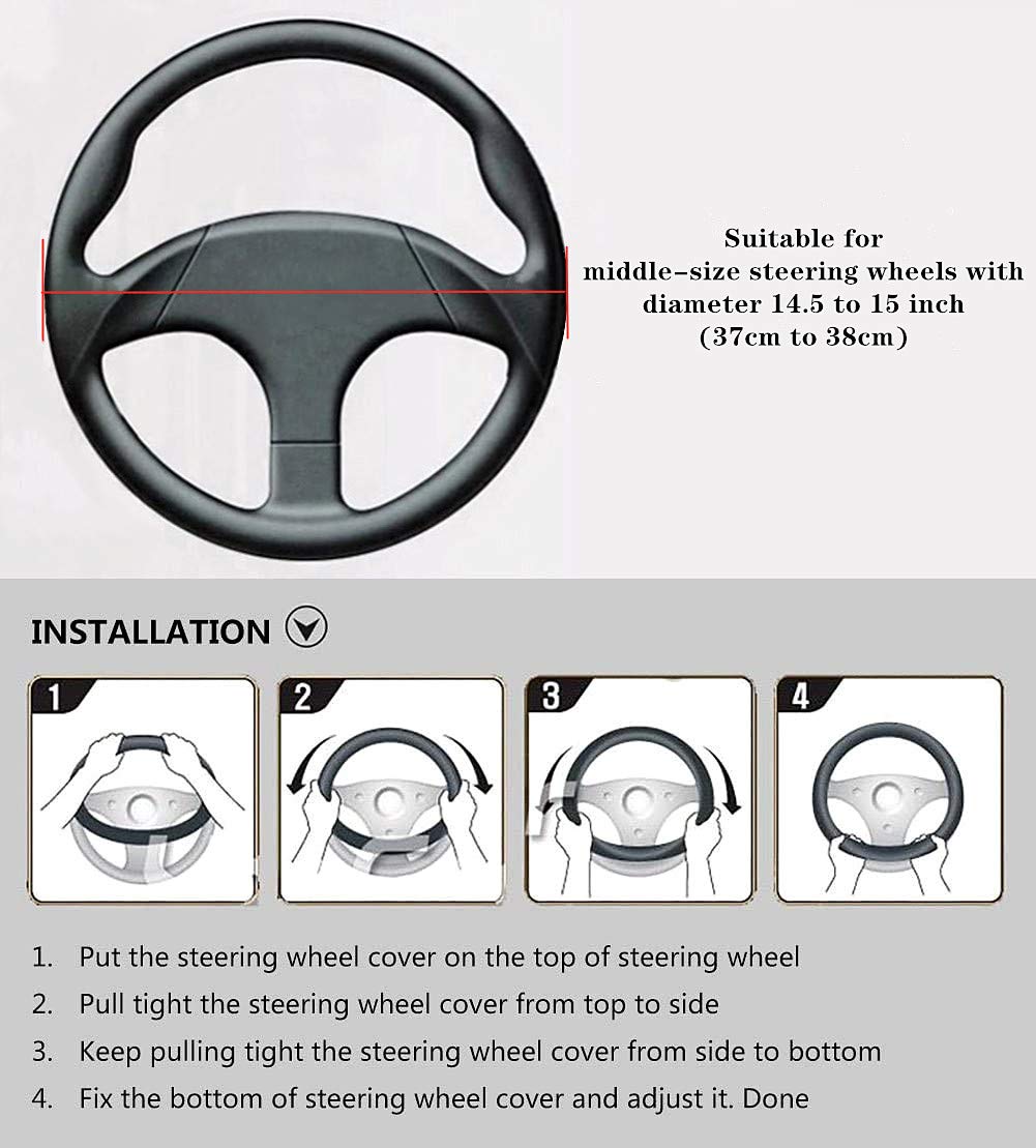 LABBYWAY Microfiber Steering Wheel Cover - Universal 15 Inch Elastic Stretch Car Steering Wheel Cover | Non-Slip Grip | Warm in Winter & Cool in Summer | Black | Perfect for Daily Commuting & Road Trips