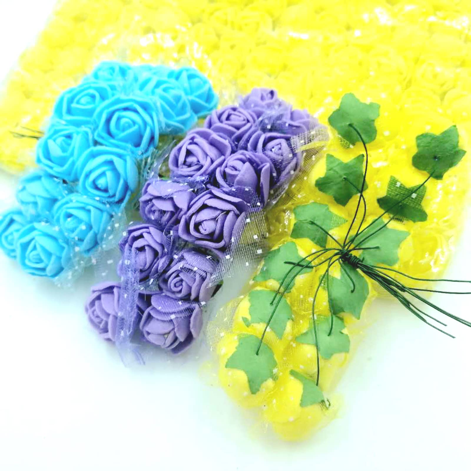 144pcs Mini Artificial Foam Roses - Fake Flower Heads for Wedding Bouquets, Bridal Arrangements, DIY Crafts, Scrapbooking, Home & Party Decorations (Purple) - Perfect for Centerpieces, Table Settings, Gift Toppers and Craft Projects