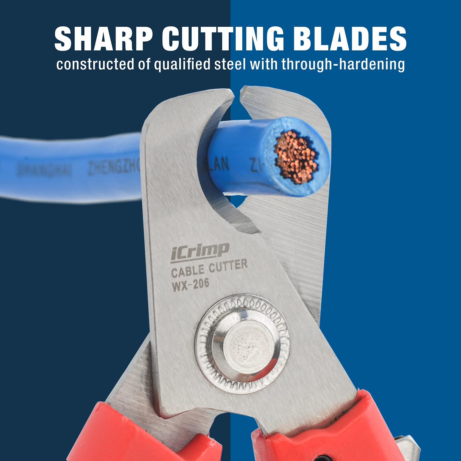 iCrimp 6.5-Inch Professional Wire Cable Cutter - Heavy Duty Shear Cutter for Aluminum, Copper & Communication Cables | Perfect for Electrical Work, DIY Projects & Network Installations