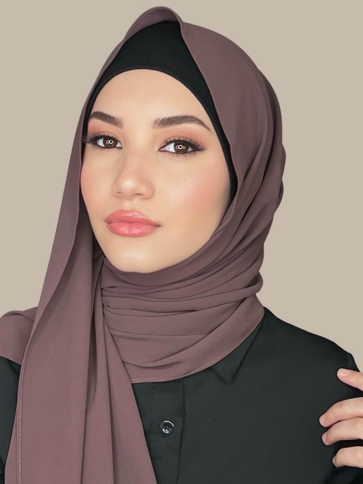Elegant Classic Chiffon Hijab Scarf - Mocha Brown Shawl for Women | Perfect for Daily Wear, Prayer, and Special Occasions