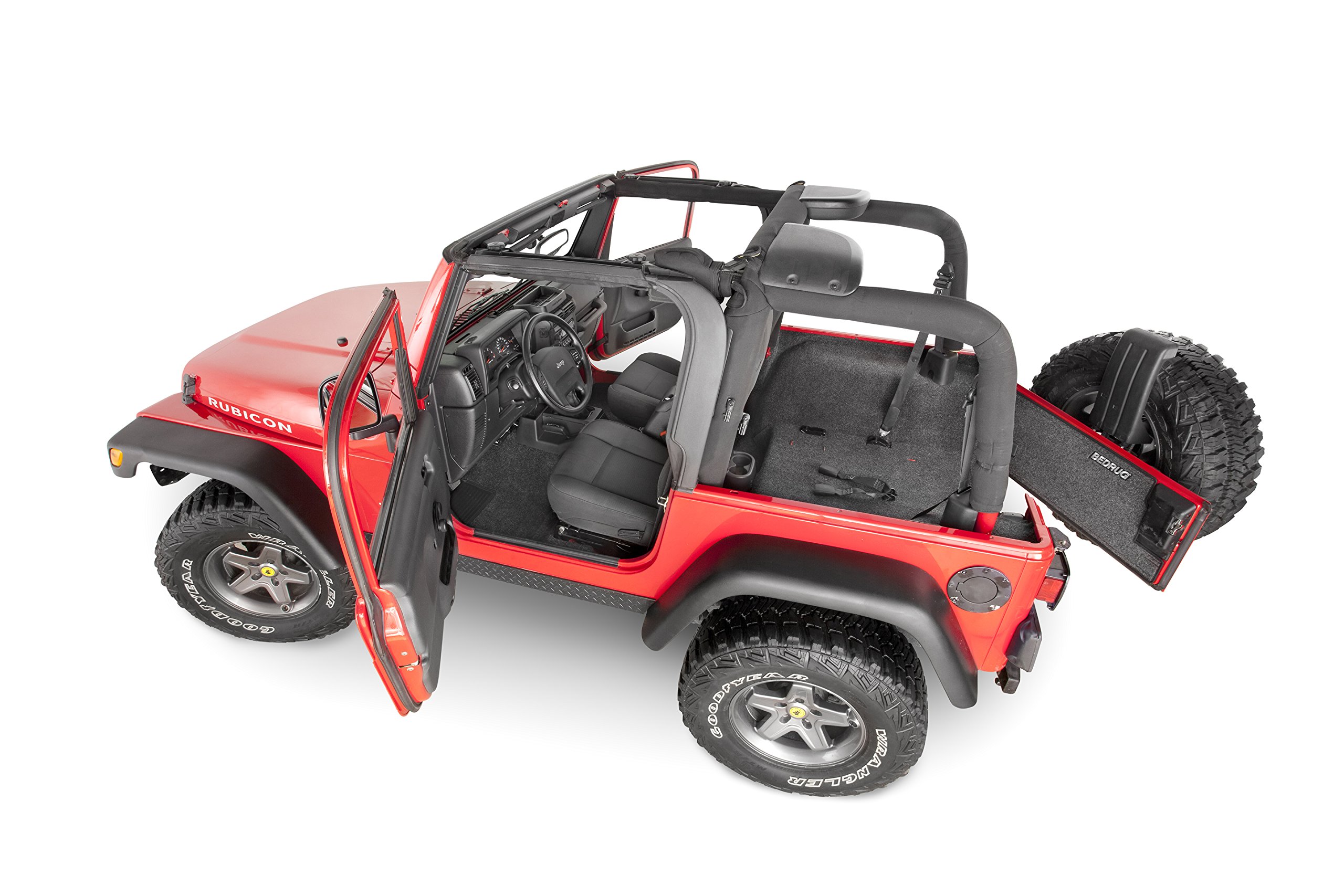 Bedrug Jeep Wrangler TJ/LJ Floor Liners (1997-2006 Models Without Center Console) - 3-Piece Set with Heat Shields in Gray | Durable All-Weather Protection for Off-Road Adventures & Daily Commuting