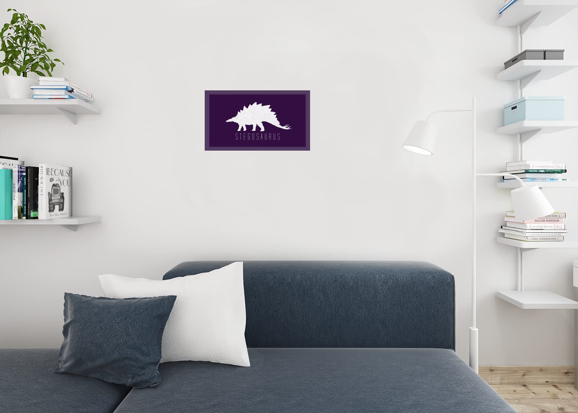 Stegosaurus Dinosaur Wall Art Print - Purple Dinosaur Poster for Kids Room Decor, Dino Pictures for Bedroom & Nursery, 18x12 Inches - Perfect for Jurassic Themed Rooms & Dinosaur Lovers