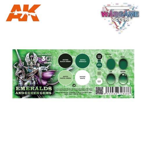 AK Interactive AK1078 Wargame Color Emeralds & Green Gems Acrylic Paint Set - 3rd Gen Premium Miniature Paint for Warhammer, D&D, Model Kits & Tabletop Gaming