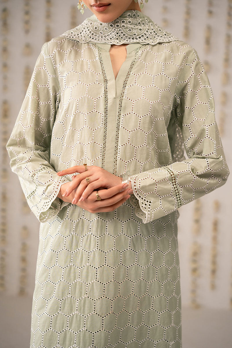 LUSH GREEN 3PC Ethnic Outfit Set (Shirt, Trouser & Dupatta) for Women - Traditional Indian Pakistani Formal Wear for Weddings, Parties & Festive Occasions