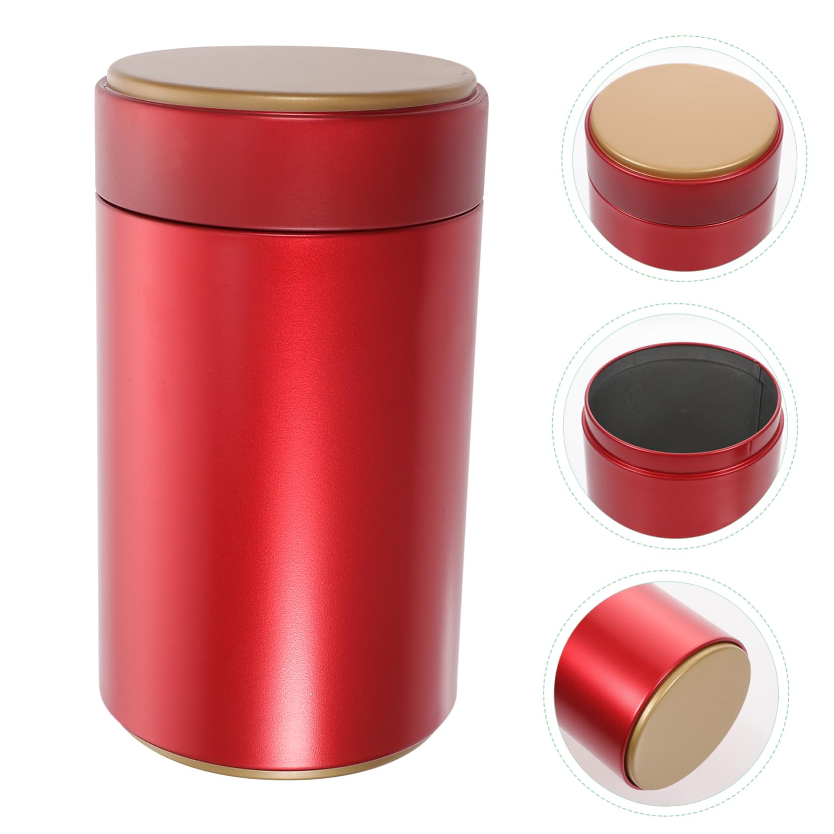 3-Piece Airtight Tea Tin Canisters Set - Small Kitchen Storage Containers for Tea, Coffee, Sugar & Loose Leaf (Red, 160ml) - Perfect for Pantry Organization & Gift Giving