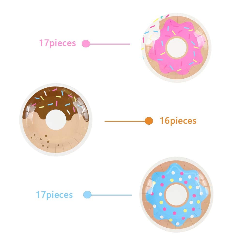 Pandecor 50-Pack 7 Inch Disposable Donut Paper Plates - Perfect for Birthday Parties, Baby Showers & Dessert Tables - Eco-Friendly Party Decorations