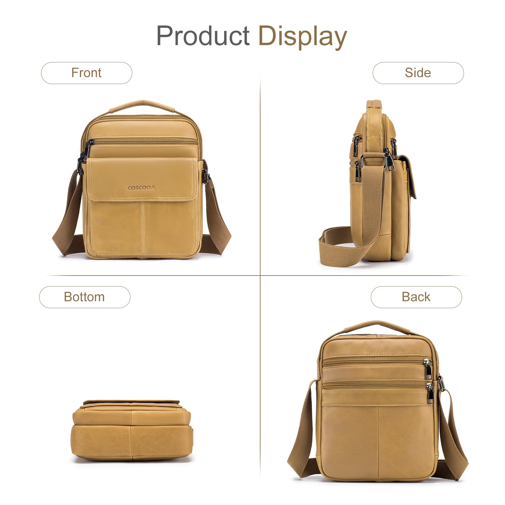 Premium Men's Leather Crossbody Shoulder Bag - Stylish Messenger Satchel for Travel, Work & Everyday Use - Durable Handbag for Business Commute & Weekend Outings