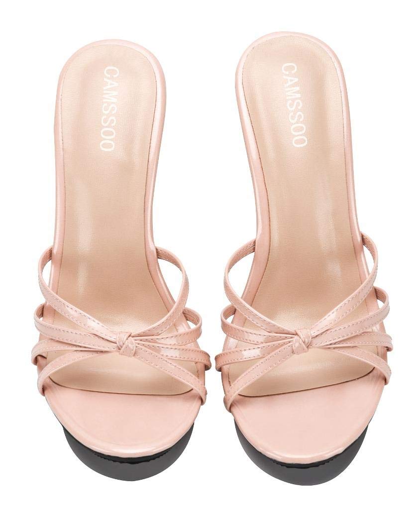 Stylish CAMSSOO Women's Platform Heeled Mules - Open Toe Stiletto Sandals for Party & Evening Wear | Slip-On Dress Shoes with Backless Design | Perfect for Weddings, Date Nights & Special Occasions