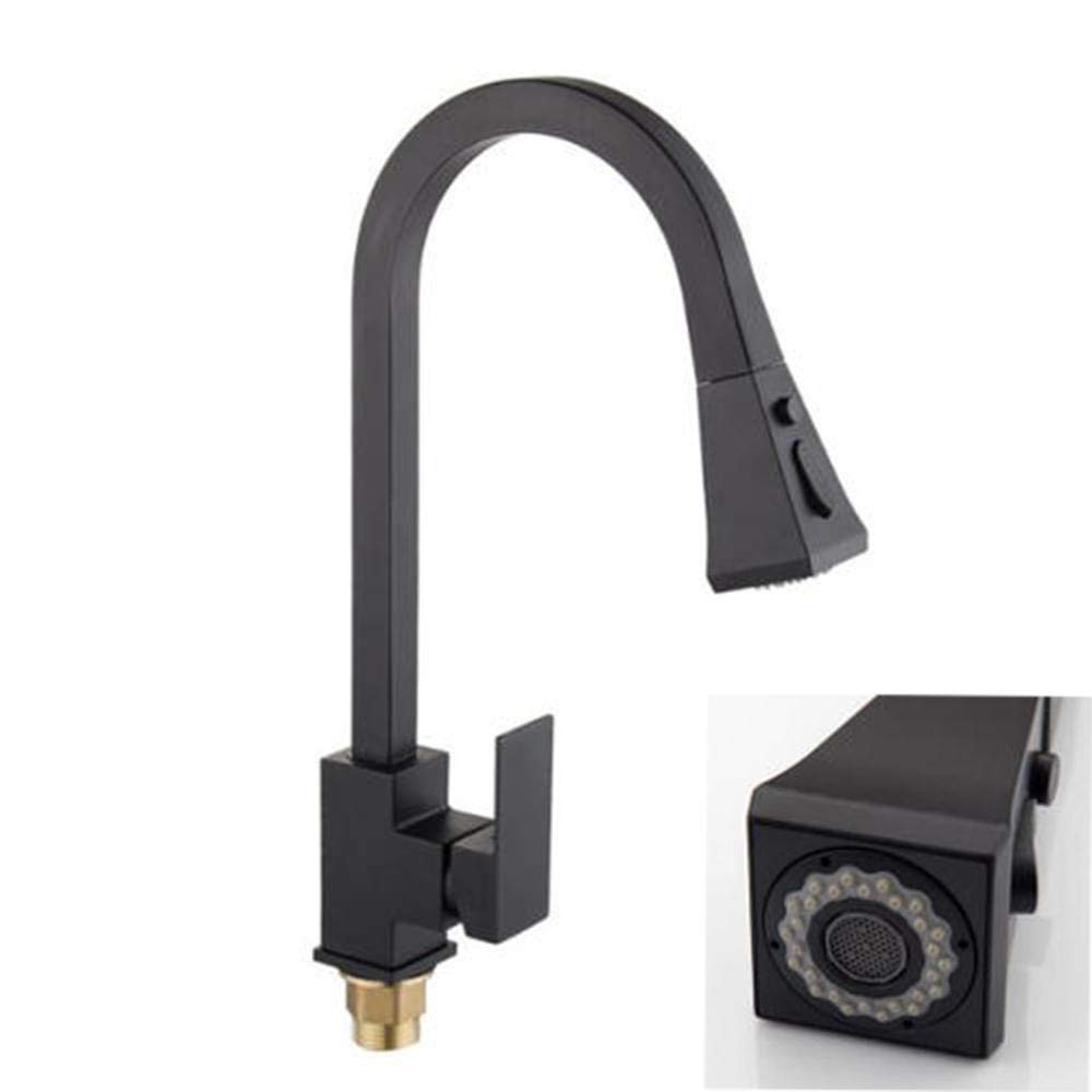 Black Pull Down Kitchen Faucet with 2-Mode Sprayer - Copper Hot & Cold Water Sink Faucet for Modern Kitchens | Perfect for Washing Dishes, Filling Pots & Cleaning Countertops