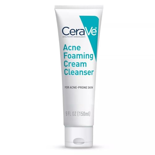 CeraVe Acne Foaming Cream Cleanser 150ml - Oil-Free Face Wash for Acne-Prone Skin, Daily Facial Cleanser with Niacinamide & Ceramides | Perfect for Morning & Night Skincare Routine