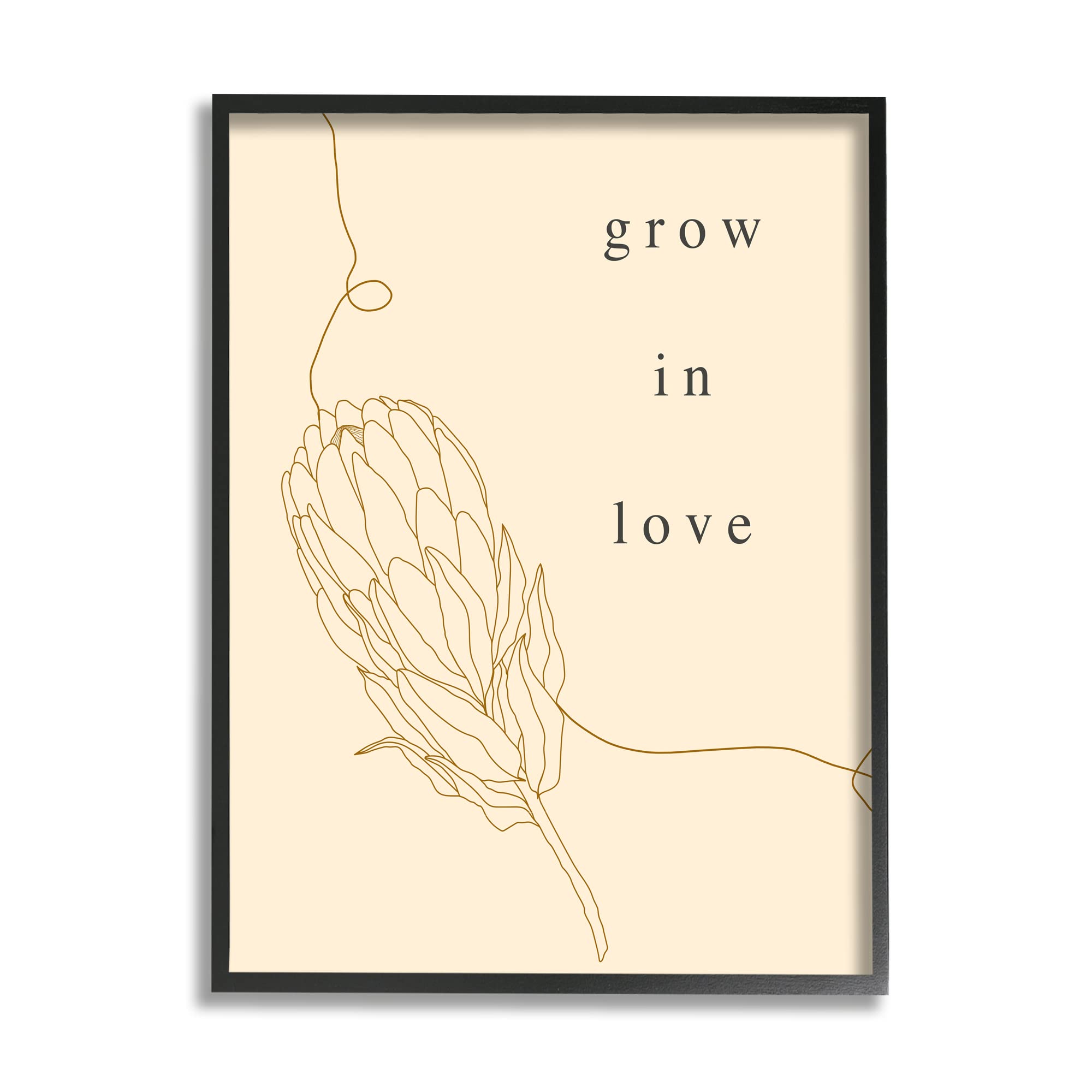 Stupell Industries 'Grow In Love' Quote Plant Blossom Line Drawing Wall Art - Minimalist Botanical Print by Lil' Rue - Perfect for Nursery, Bedroom & Boho Home Decor