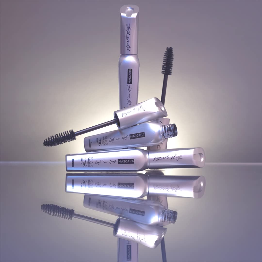 Pigment Play Lift 'em High Volumizing Mascara - Black Waterproof Lengthening & Curling for Dramatic Lashes | Perfect for Day to Night Makeup, Parties & Special Occasions