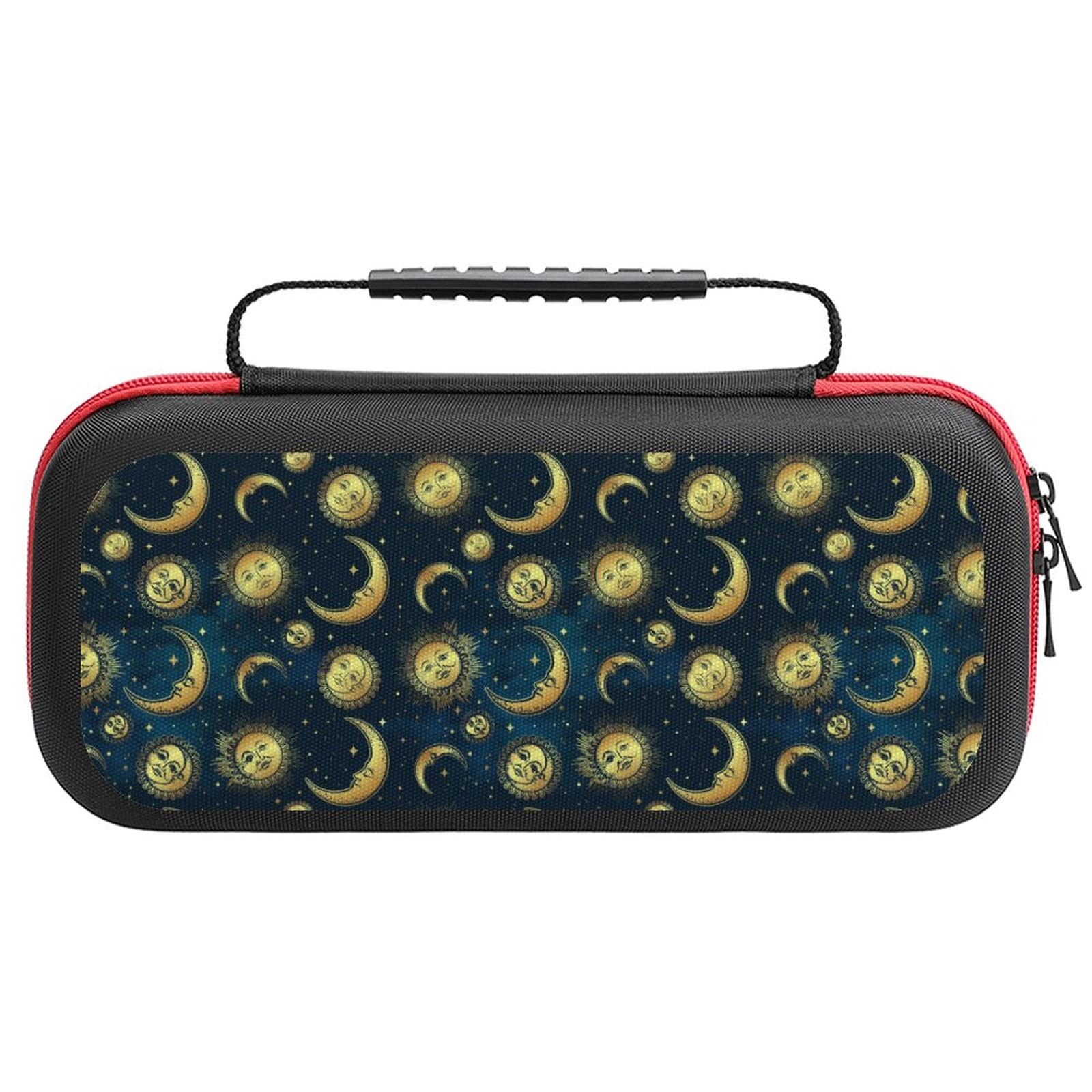 Golden Sun Moon Stars Nintendo Switch Carrying Case - Portable Travel Cover with 20 Game Card Slots - Perfect for Gaming On The Go & Travel Accessories
