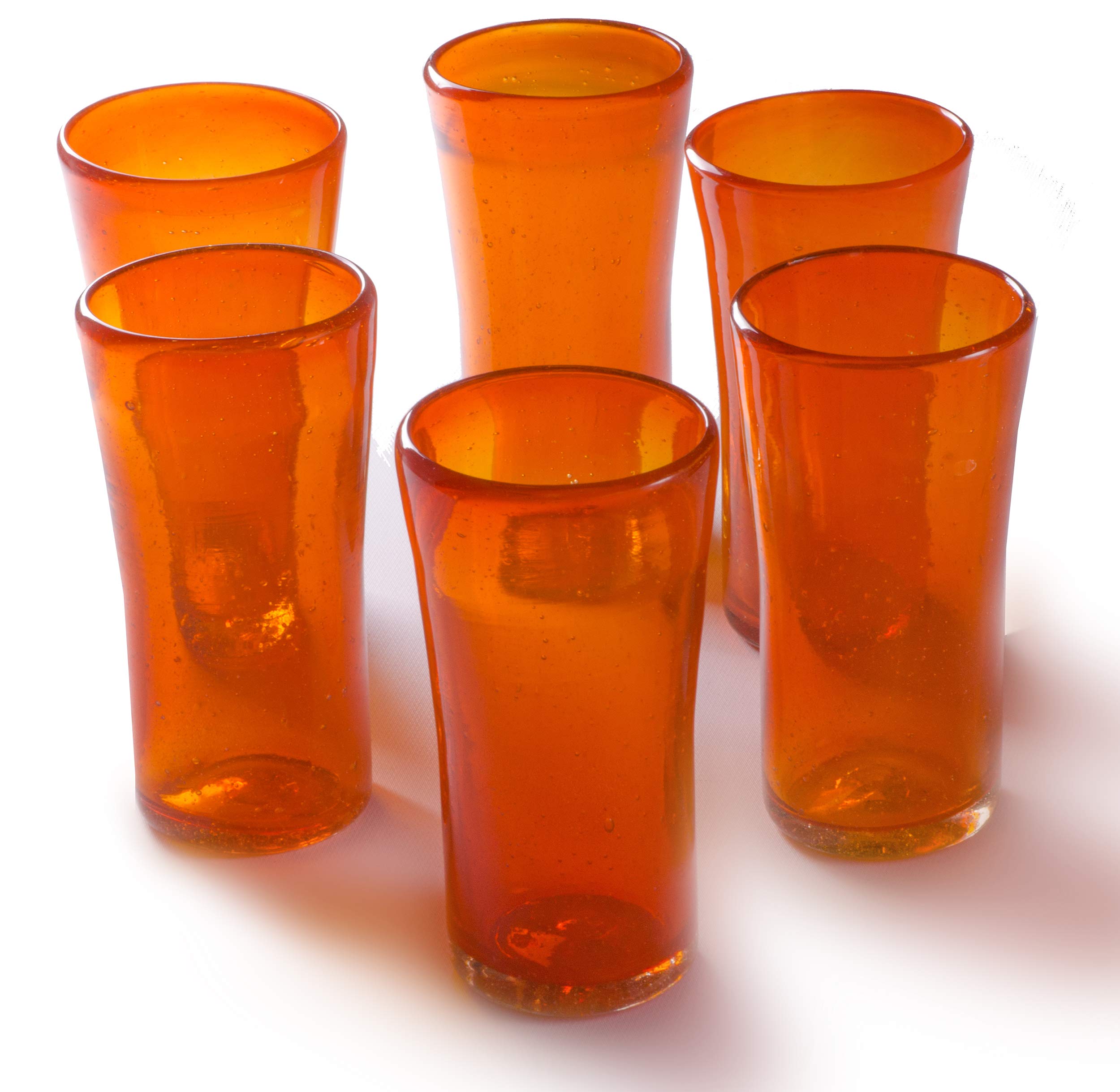 Orion Lily Collection 14 oz Insulated Tumbler with Lid and Straw - Set of 6 Reusable Orange Drinkware for Coffee, Tea, Smoothies - Perfect for Home, Office, Travel and Outdoor Activities