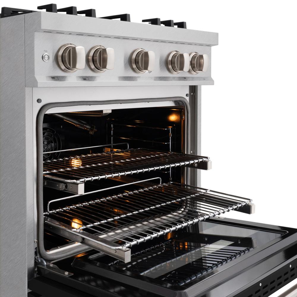 ZLINE 30 Inch 4.2 Cu. Ft. Classic Gas Range with 4 Burner Cooktop & Convection Gas Oven - Satin Stainless Steel with Black Matte Door (CGRS BLM 30) | Professional Kitchen Appliance for Home Chefs & Cooking Enthusiasts