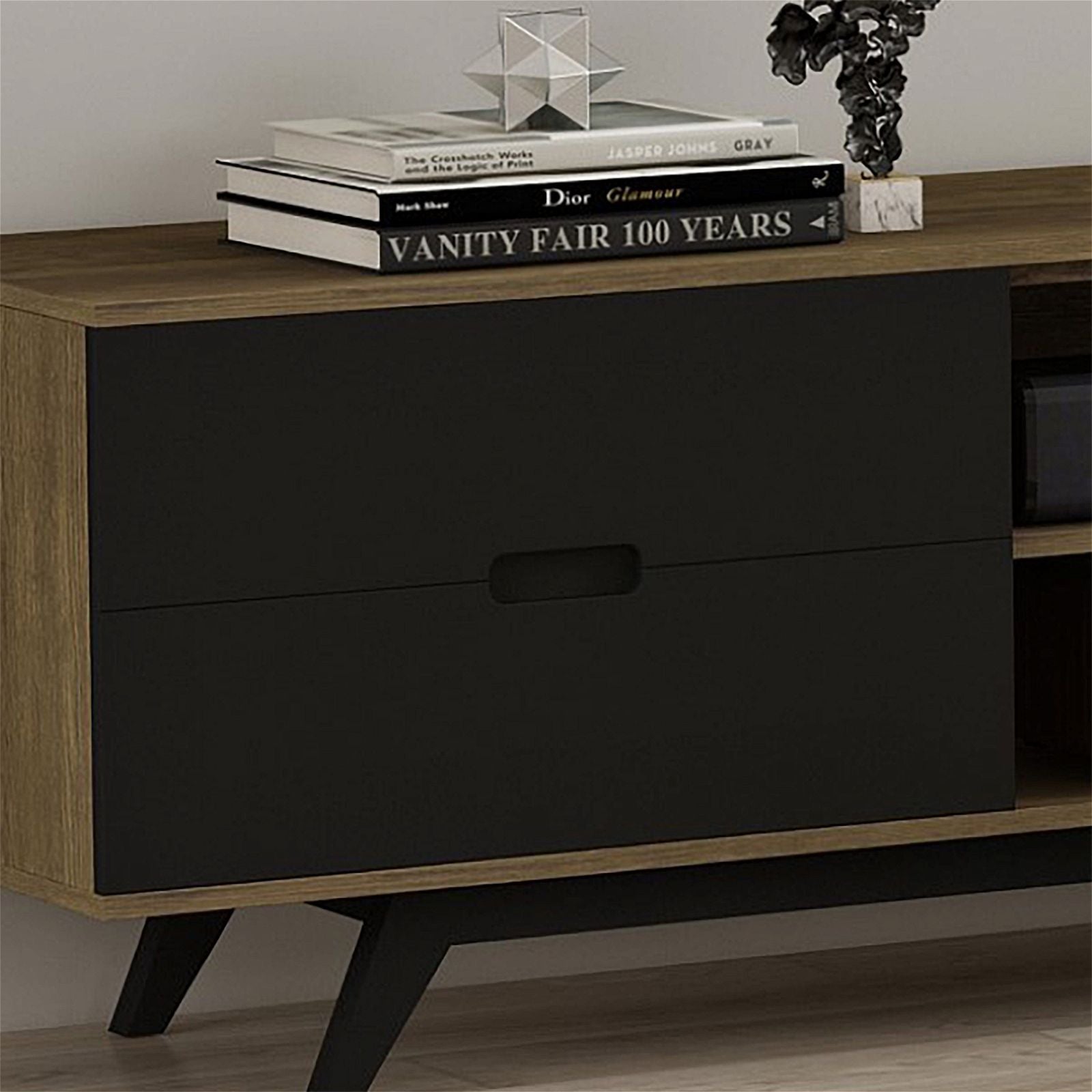 Tauris NOVA 1800 Dark Oak Entertainment Center - Modern TV Stand with Storage for Living Room, Home Theater & Media Organization
