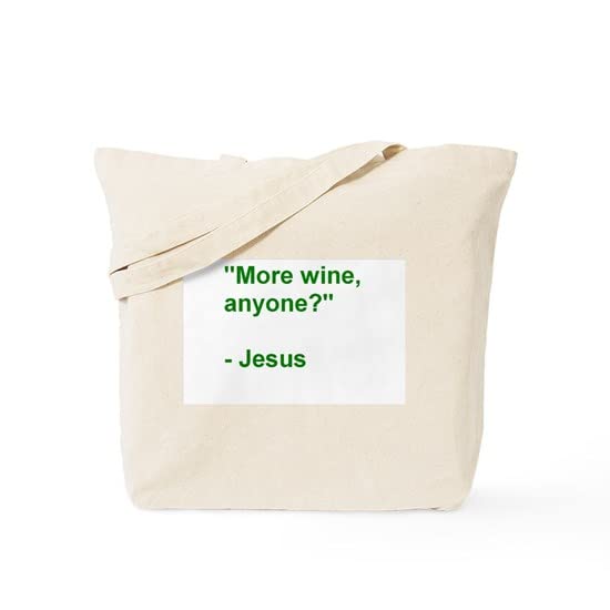 Jesus Tote bag - More Wine Anyone? Natural Canvas Reusable Shopping Bag for Groceries, Beach & Church | Funny Christian Gift