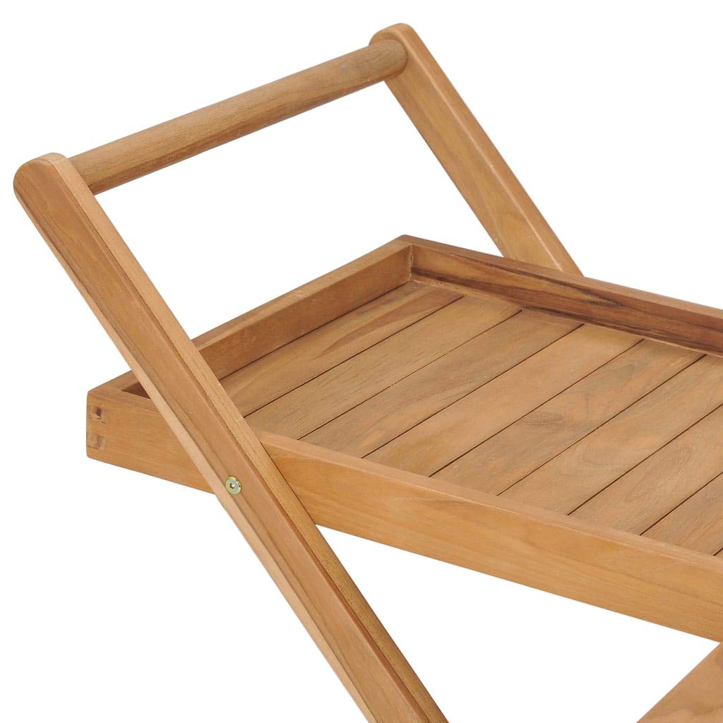 Premium Solid Teak Wood Tea Trolley Cart with Wheels - Elegant Serving Cart for Living Room, Kitchen, or Outdoor Entertaining