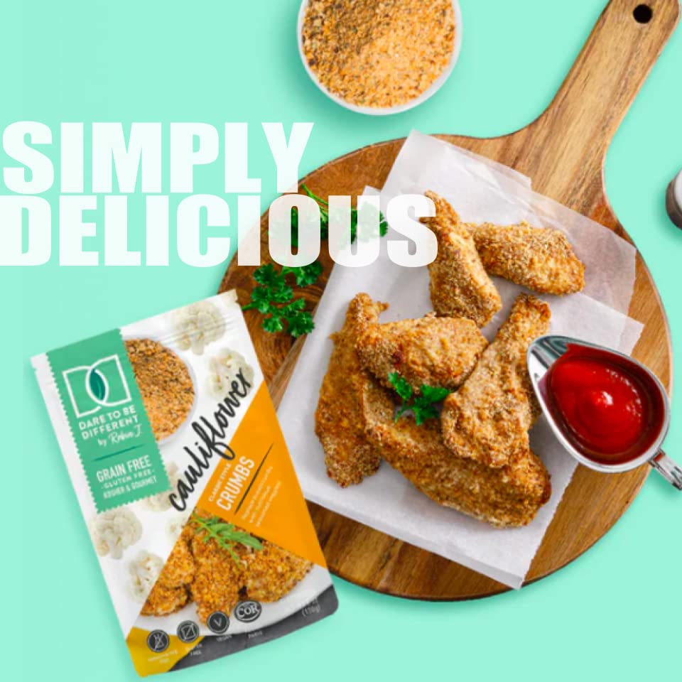 Keto Bread Crumbs - Gluten-Free, Low Carb, Sugar-Free, Paleo-Friendly, No Pork Panko - Healthy Kosher Cauliflower Breadcrumbs Substitute (6oz) - Perfect for Baking, Frying & Coating Chicken/Fish