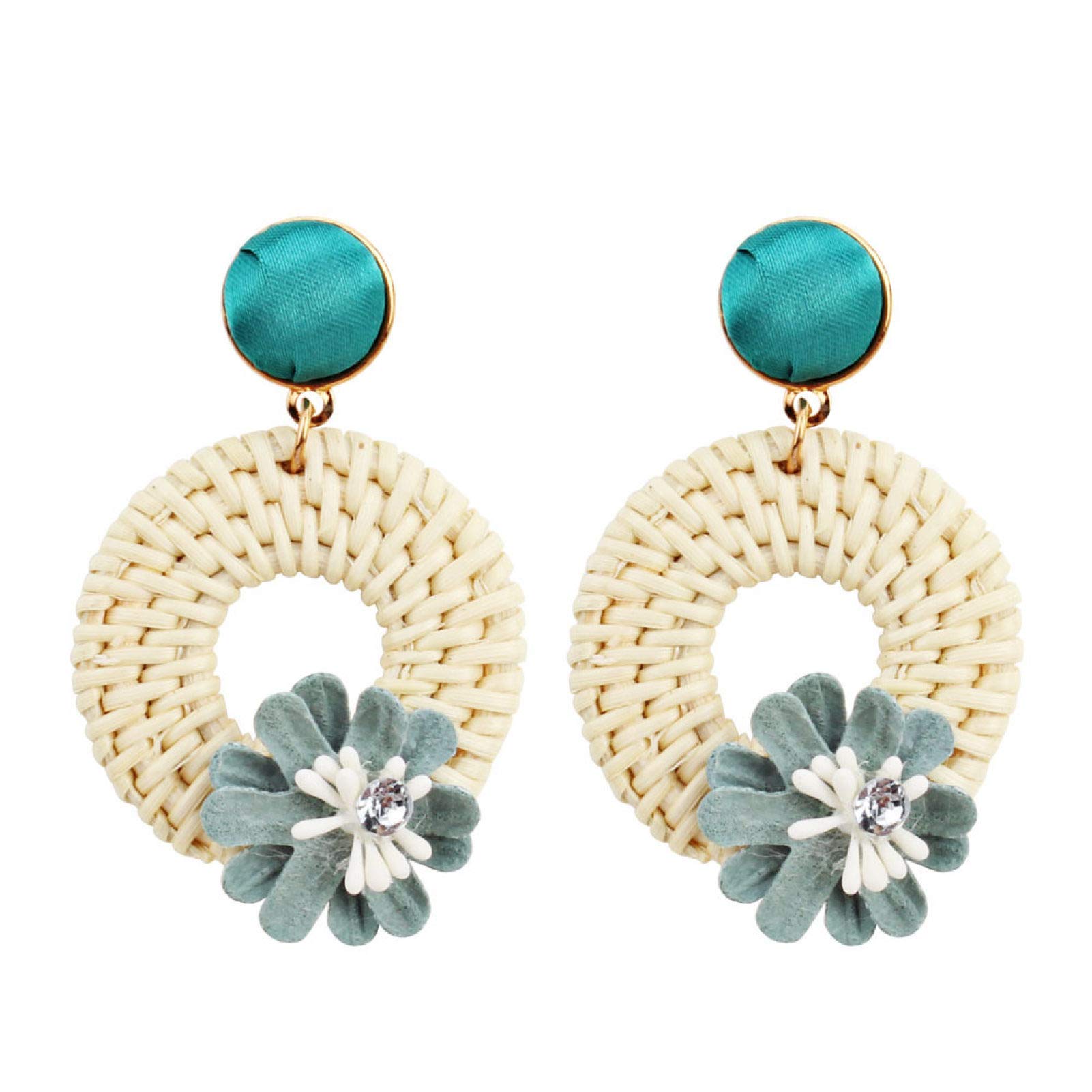 Heaven2017 Hollow Round Tassel Hoop Earrings for Women - Flower Design Dangle Earrings | Birthday Gift, Valentine's Day Present | Perfect for Parties, Weddings & Date Nights