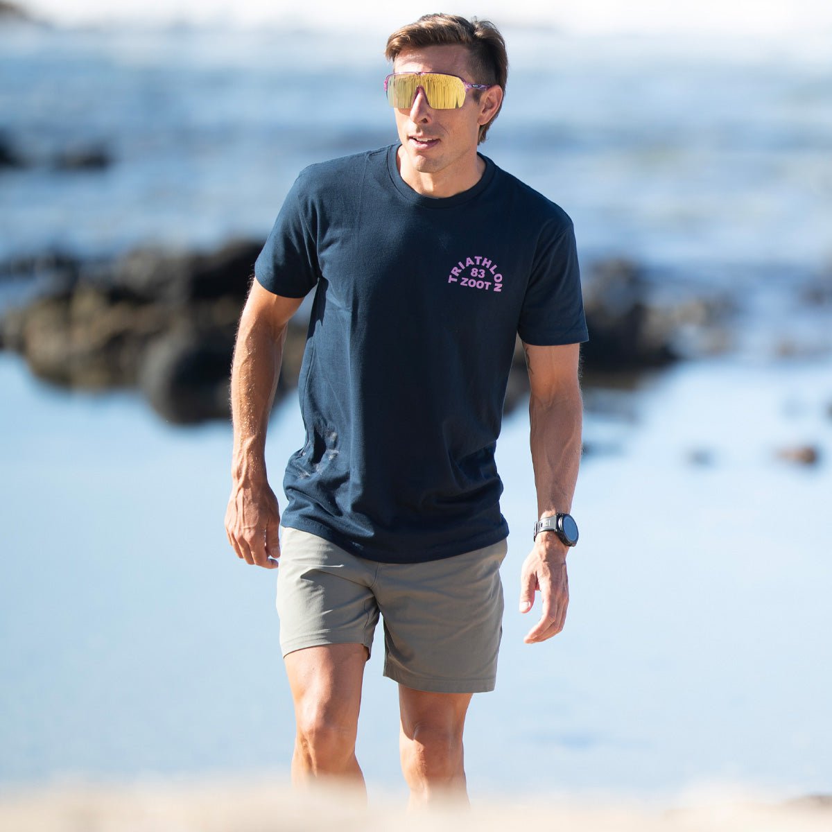 Unisex Triathlon Arch Tee - Breathable Quick-Dry Performance Shirt for Men & Women - Midnight Navy - Ideal for Running, Cycling & Swimming