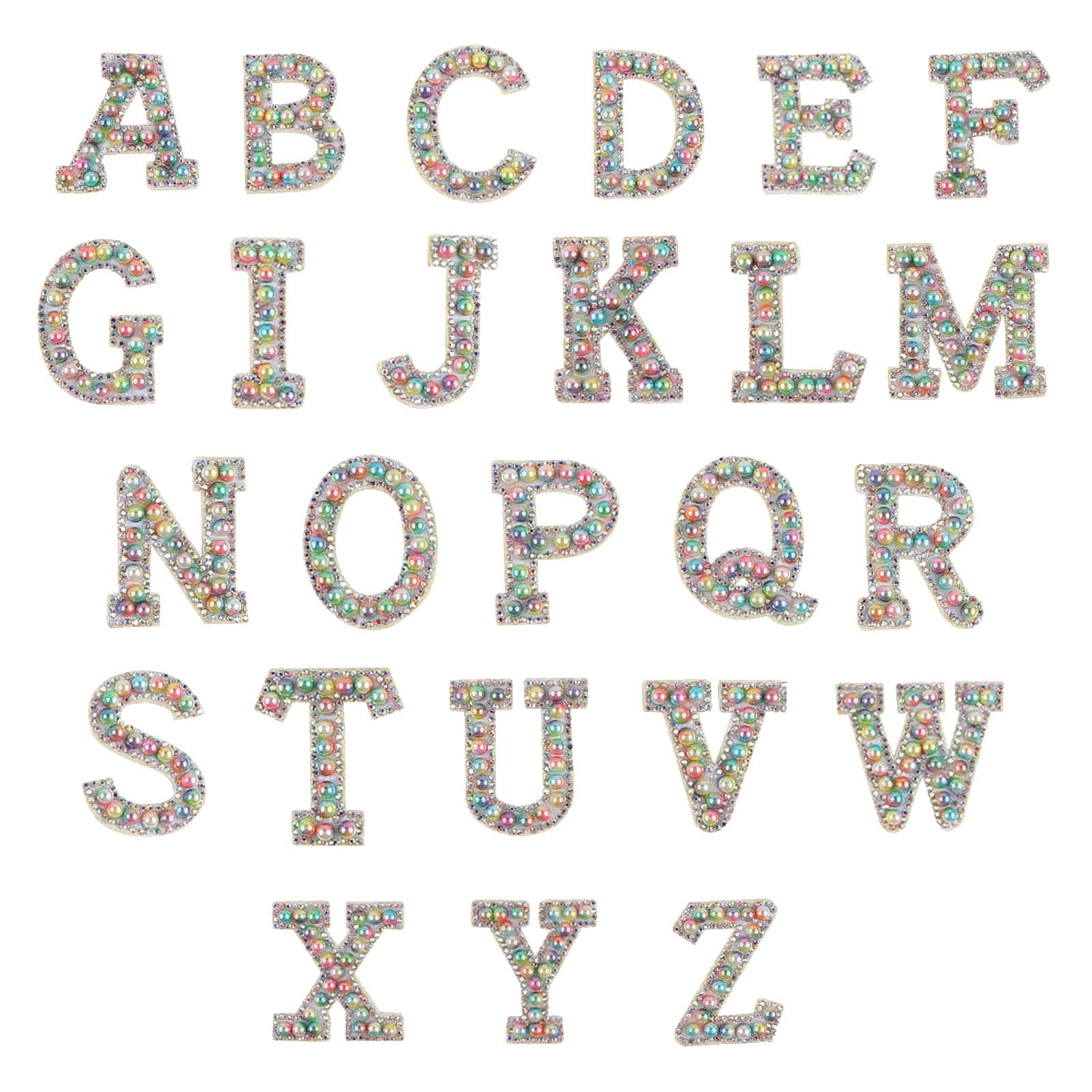 Men's DIY Rhinestone Letter Patches - Colorful Pearl & Shiny Applique Stickers for Clothing, Hats, Bags | Cool Light Box Decoration & Custom Outfit Embellishment