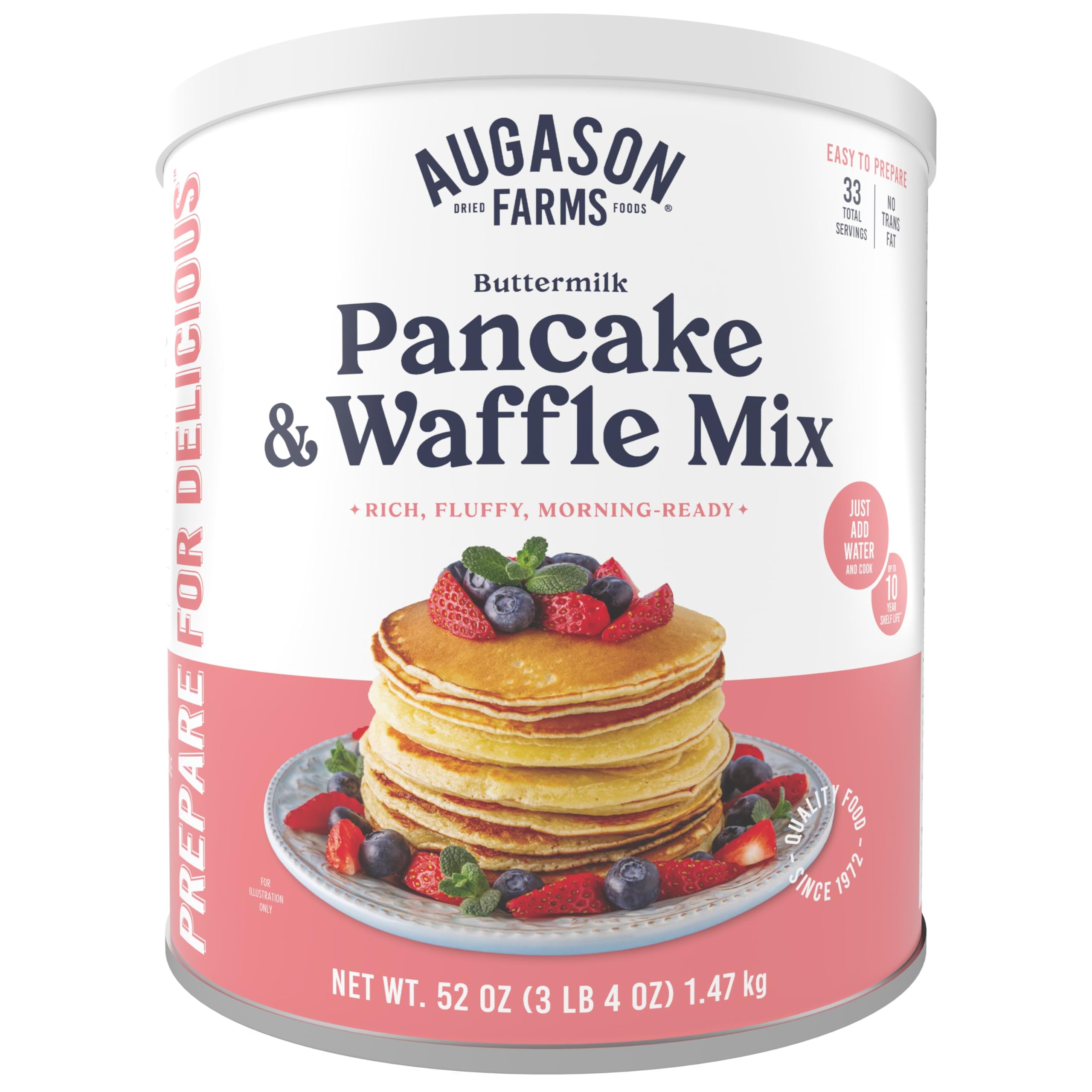 Augason Farms Buttermilk Pancake & Waffle Mix Can - 33 Servings | Emergency Food Supply & Everyday Meals | Perfect for Camping, Breakfast & Food Storage