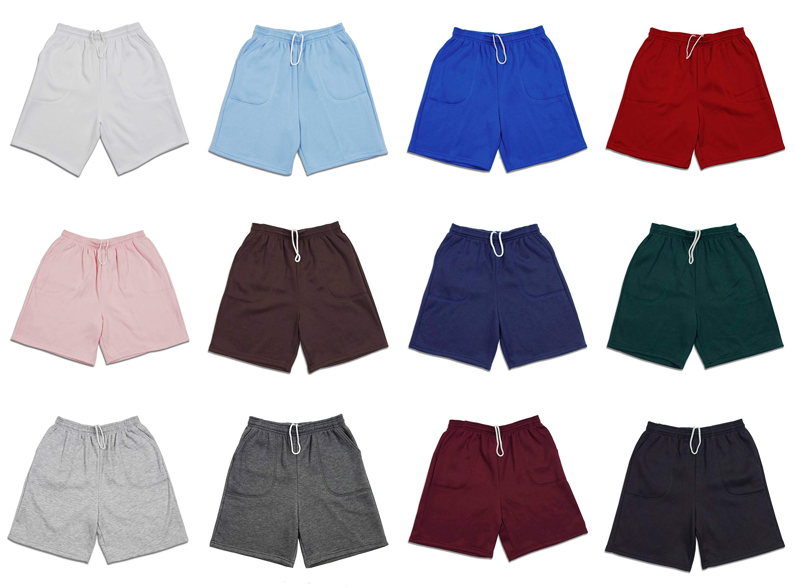 Men's Casual Brushed Fleece Pocket Sweat Shorts with Drawstring - Made in USA - Comfortable Lounge & Workout Shorts for Home, Gym, and Outdoor Activities