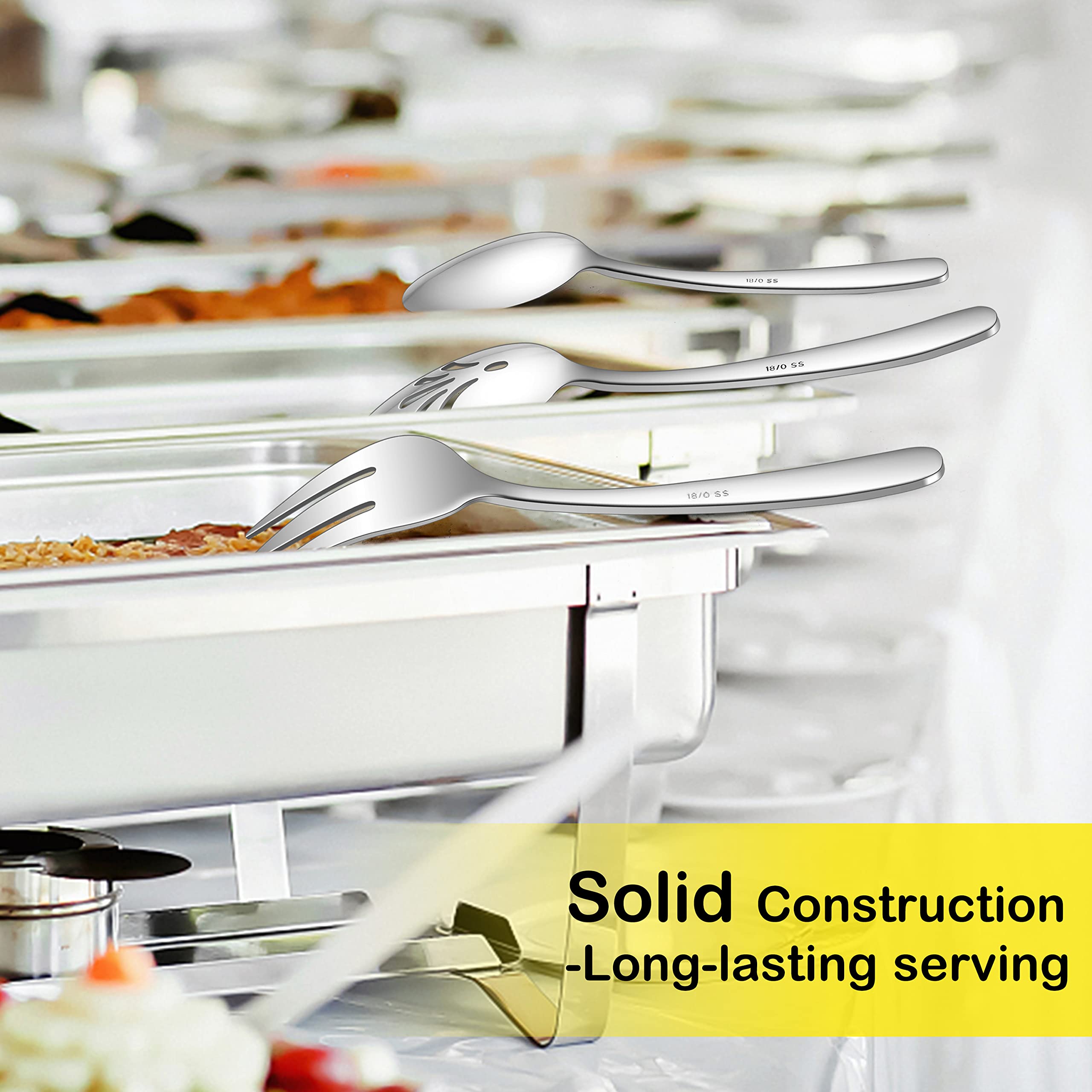 Premium 40-Piece Stainless Steel Flatware Set for 8 - Heavy Duty Silverware with Serving Utensils, Mirror Polished & Dishwasher Safe - Elegant Dining Cutlery for Home, Restaurants & Special Occasions