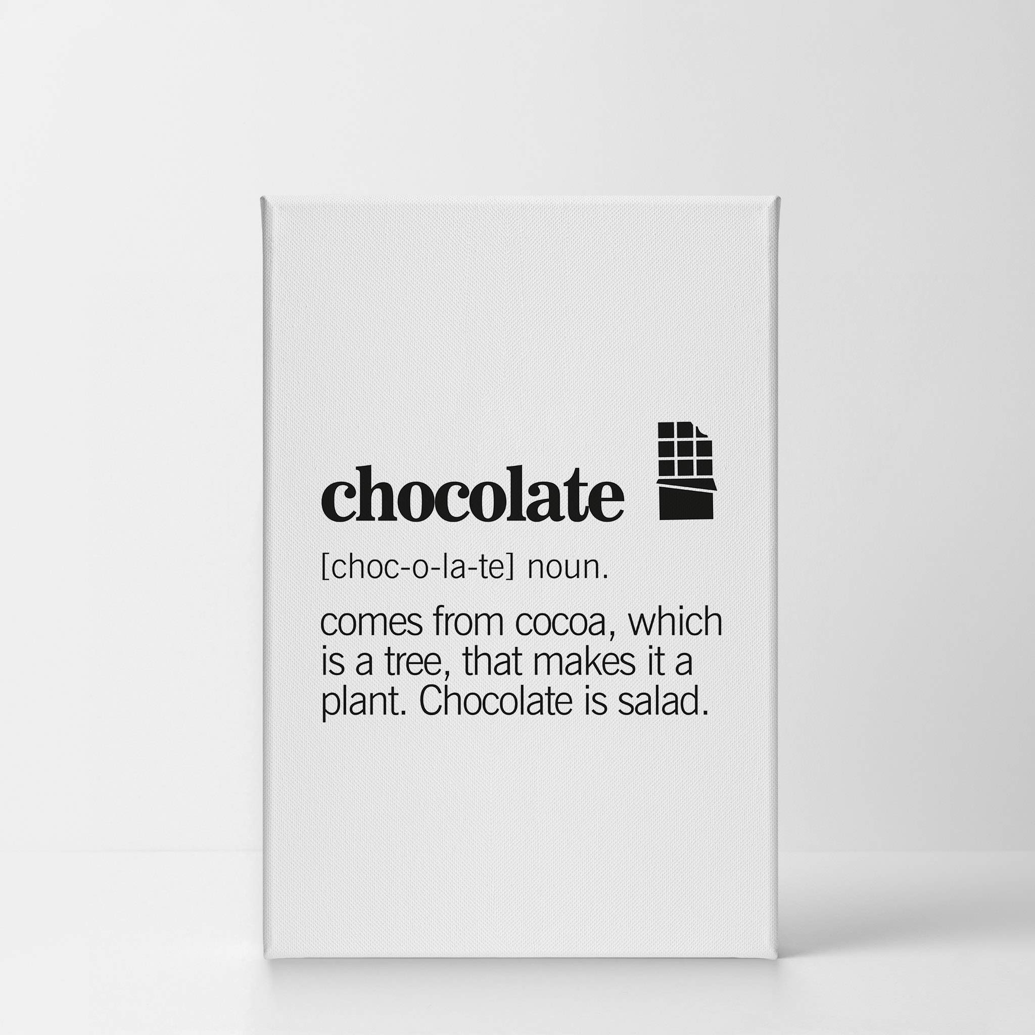 Funny Chocolate Definition Canvas Wall Art Print - 40x30 Inch Kitchen & Dining Room Decor for Cafe, Restaurant, Farmhouse - Perfect Housewarming Gift (Ready to Hang) | Great for Home, Office & Coffee Shop Decor