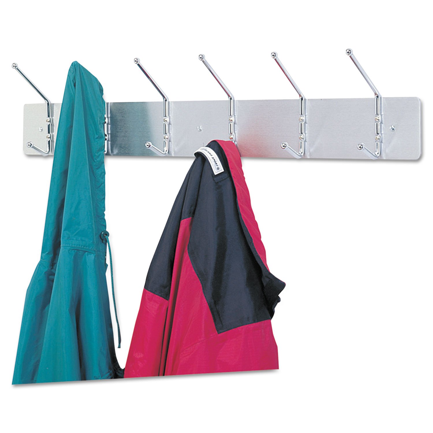 Safco 4162 Chrome Metal Wall Rack with 6 Ball-Tipped Double Hooks - 36