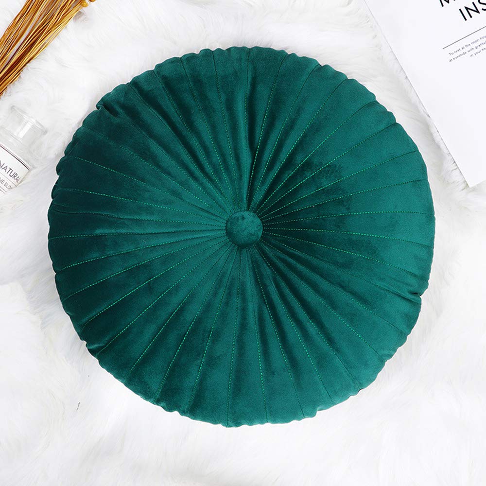 Luxury Round Pumpkin Decorative Pillows for Couch, Sofa & Bed - Green Velvet Throw Pillows for Living Room, Bedroom - Perfect for Fall Decor, Thanksgiving & Cozy Home Accents