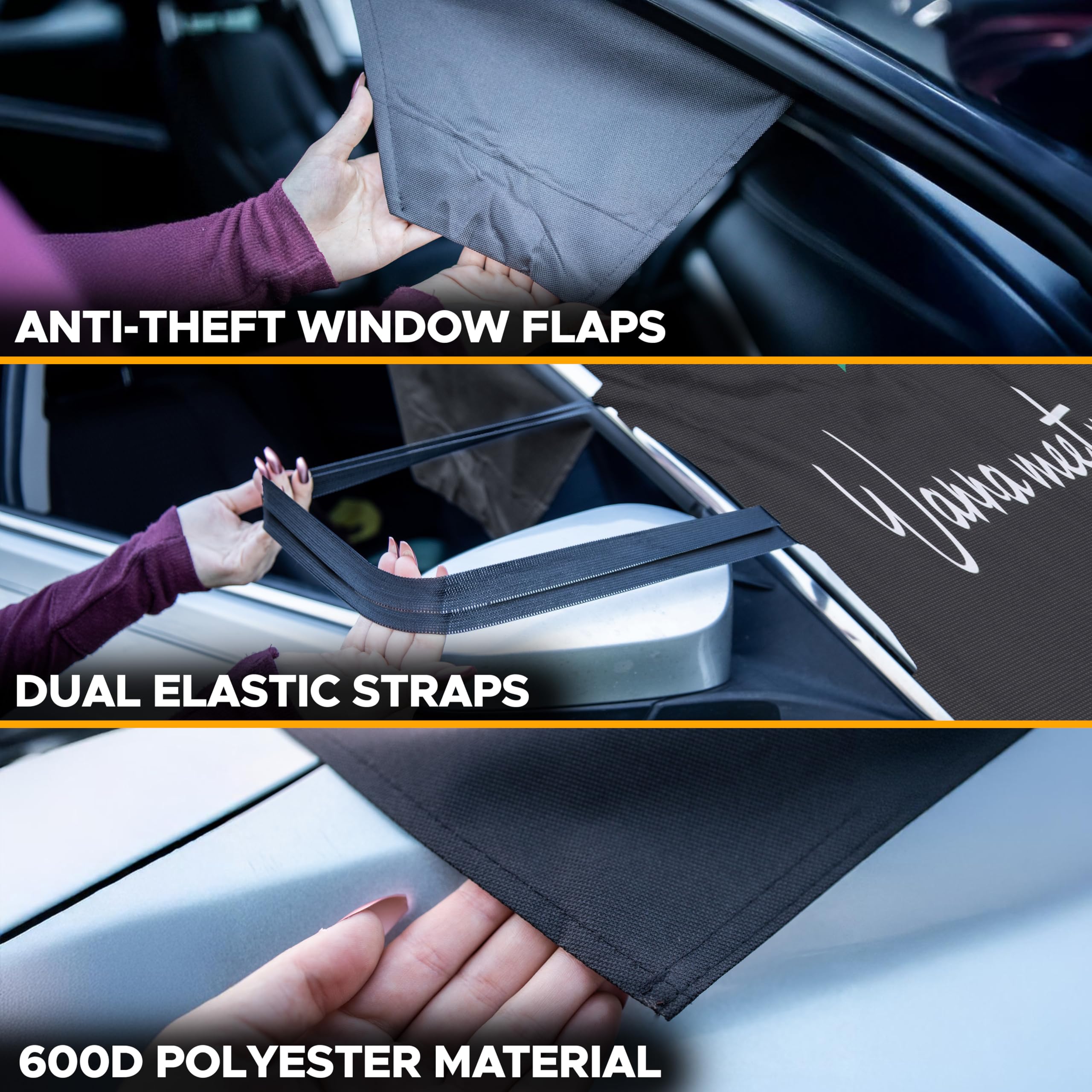 EcoNour 600D Polyester Car Windshield Cover for Ice & Snow - Heatproof Winter Car Accessory for Christmas Decor