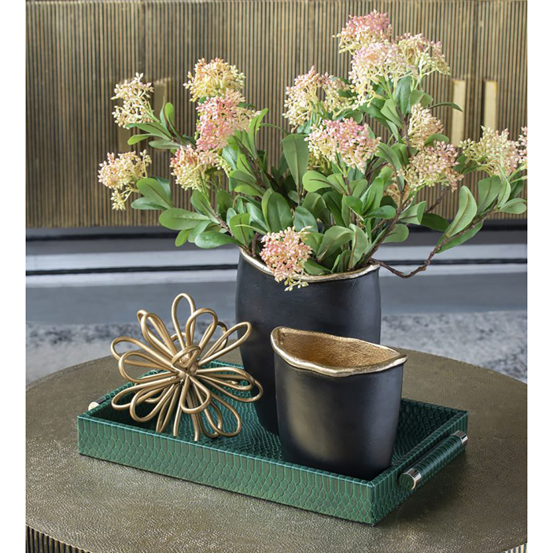 Elegant Black and Gold Vase - Modern Home Decor for Living Room, Dining Table, Wedding Centerpiece & Luxury Gift Idea